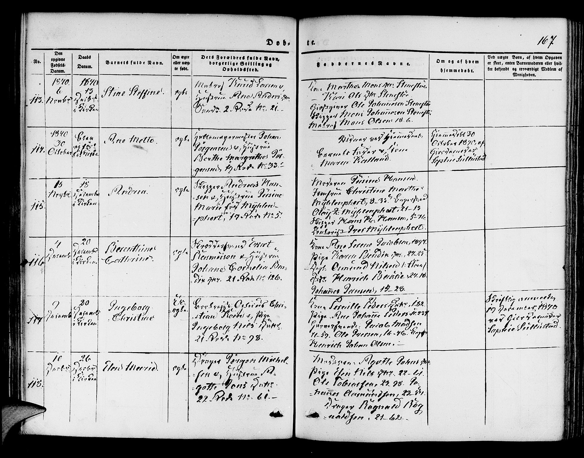 Korskirken sokneprestembete, AV/SAB-A-76101/H/Hab: Parish register (copy) no. B 1, 1839-1847, p. 167