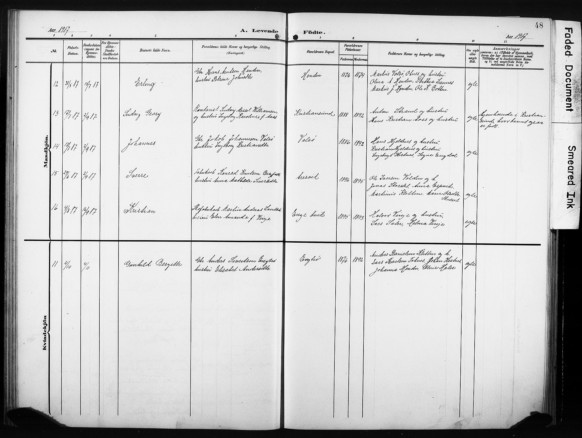 Ministerialprotokoller, klokkerbøker og fødselsregistre - Møre og Romsdal, AV/SAT-A-1454/580/L0927: Parish register (copy) no. 580C02, 1904-1932, p. 48