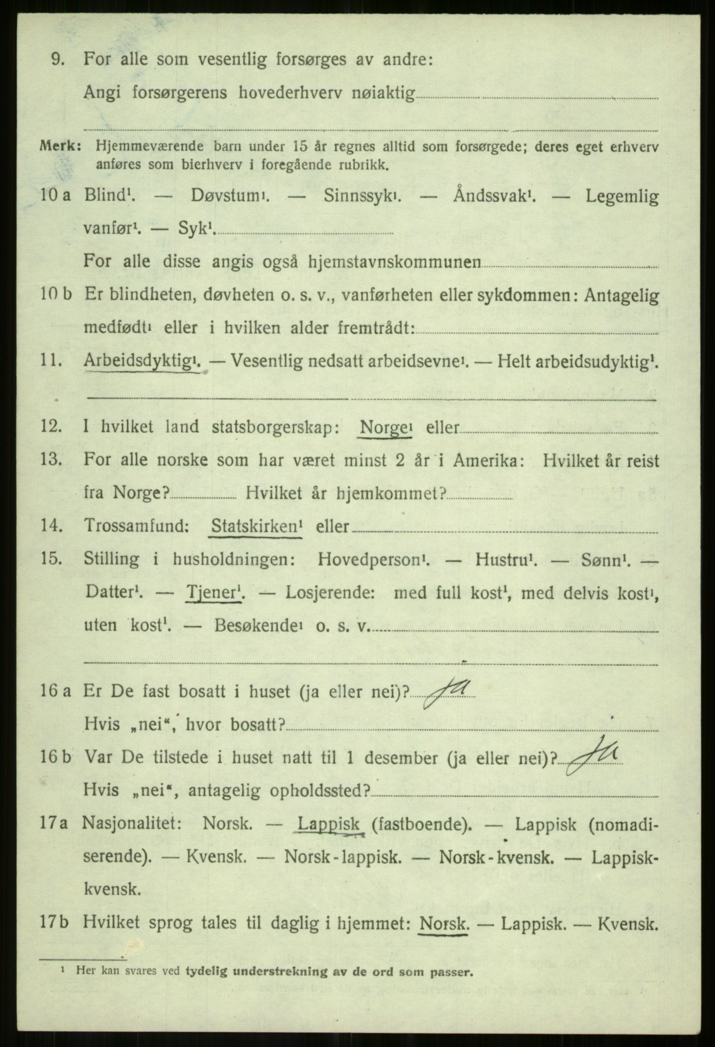 SATØ, 1920 census for Salangen, 1920, p. 2795