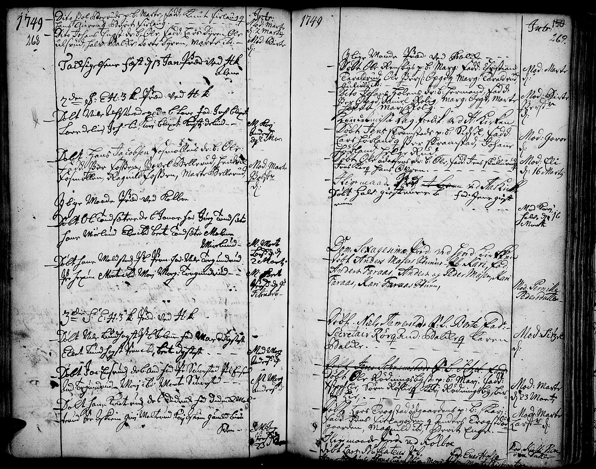 Toten prestekontor, SAH/PREST-102/H/Ha/Haa/L0003: Parish register (official) no. 3, 1734-1751, p. 268-269