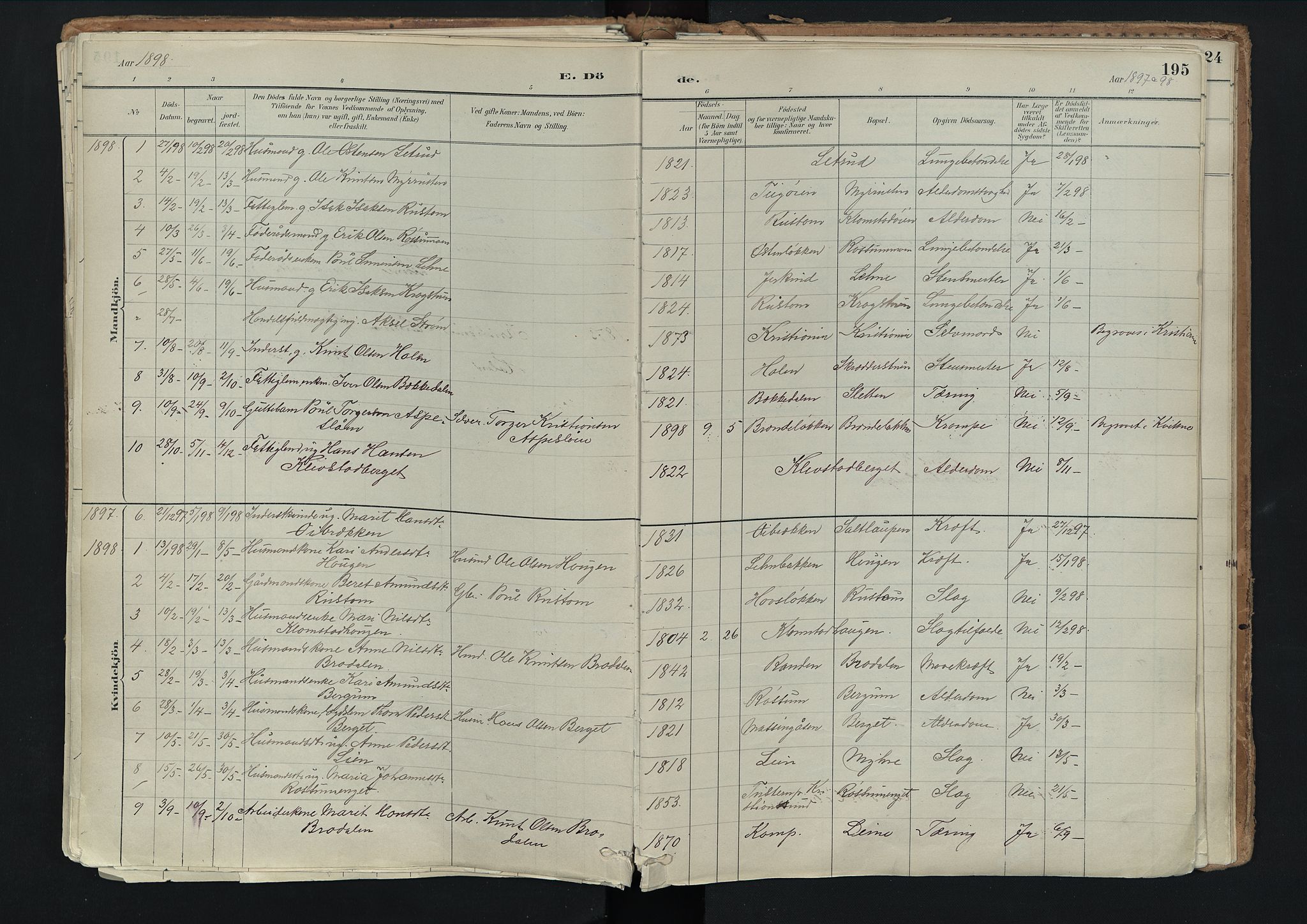 Nord-Fron prestekontor, SAH/PREST-080/H/Ha/Haa/L0003: Parish register (official) no. 3, 1884-1914, p. 195