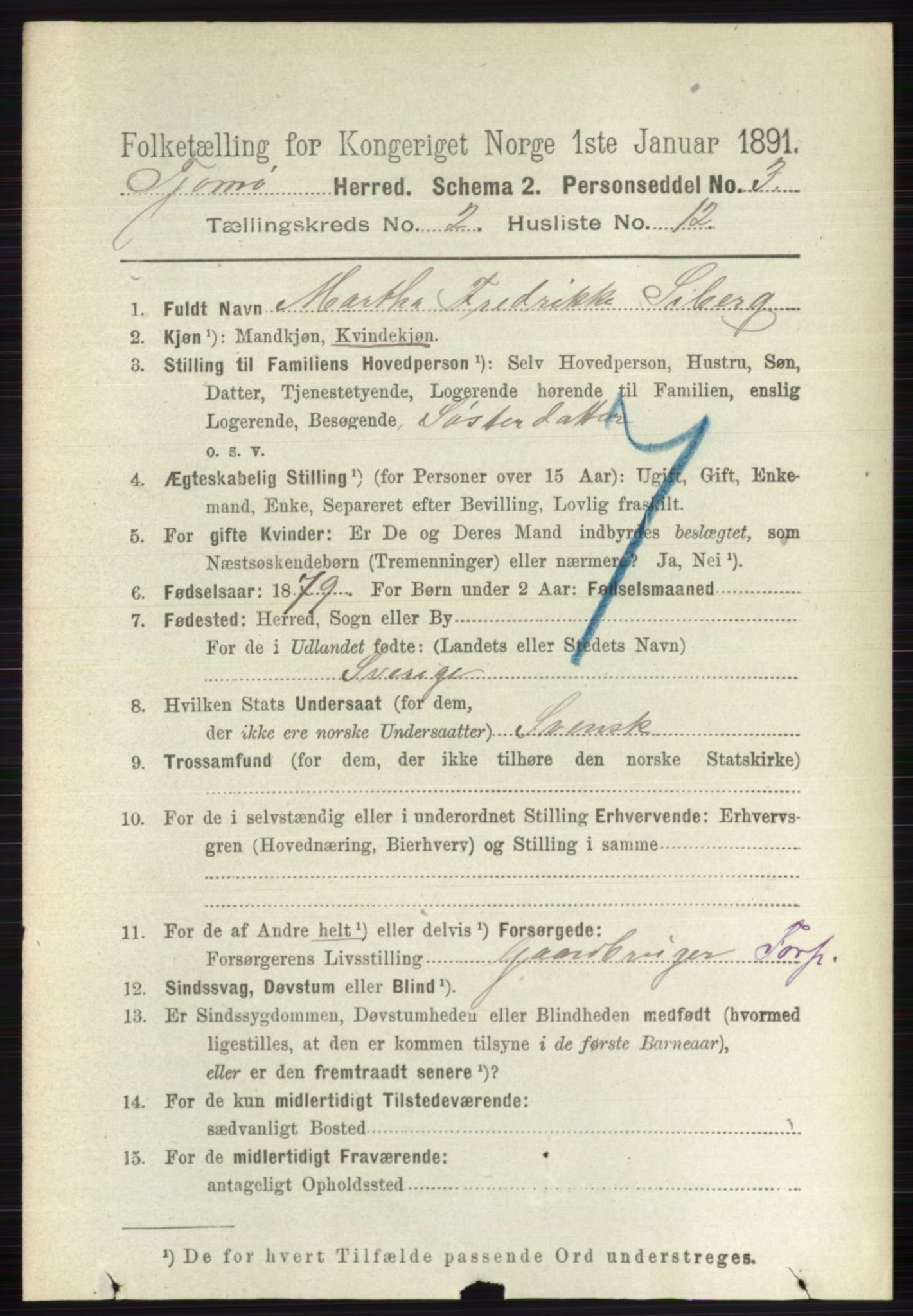 RA, 1891 census for 0723 Tjøme, 1891, p. 434