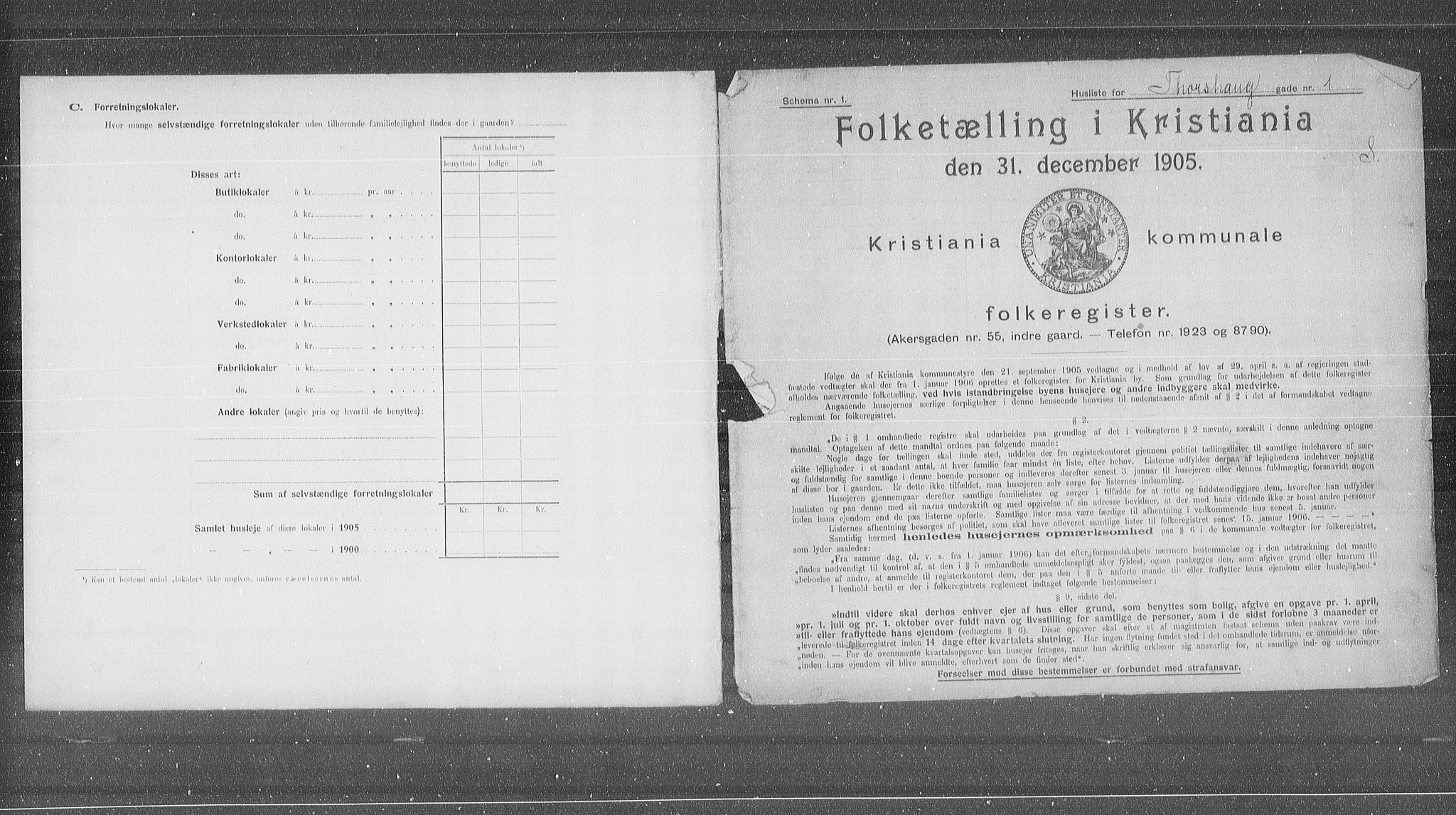 OBA, Municipal Census 1905 for Kristiania, 1905, p. 59842