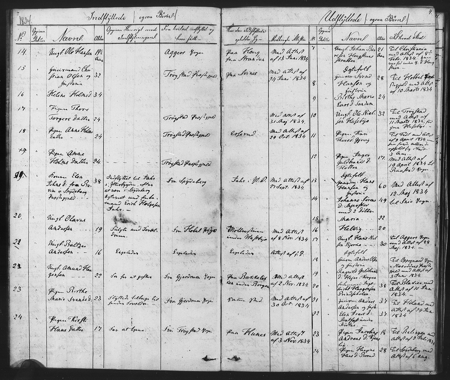 Enebakk prestekontor Kirkebøker, SAO/A-10171c/F/Fa/L0014: Parish register (official) no. I 14, 1833-1878, p. 4