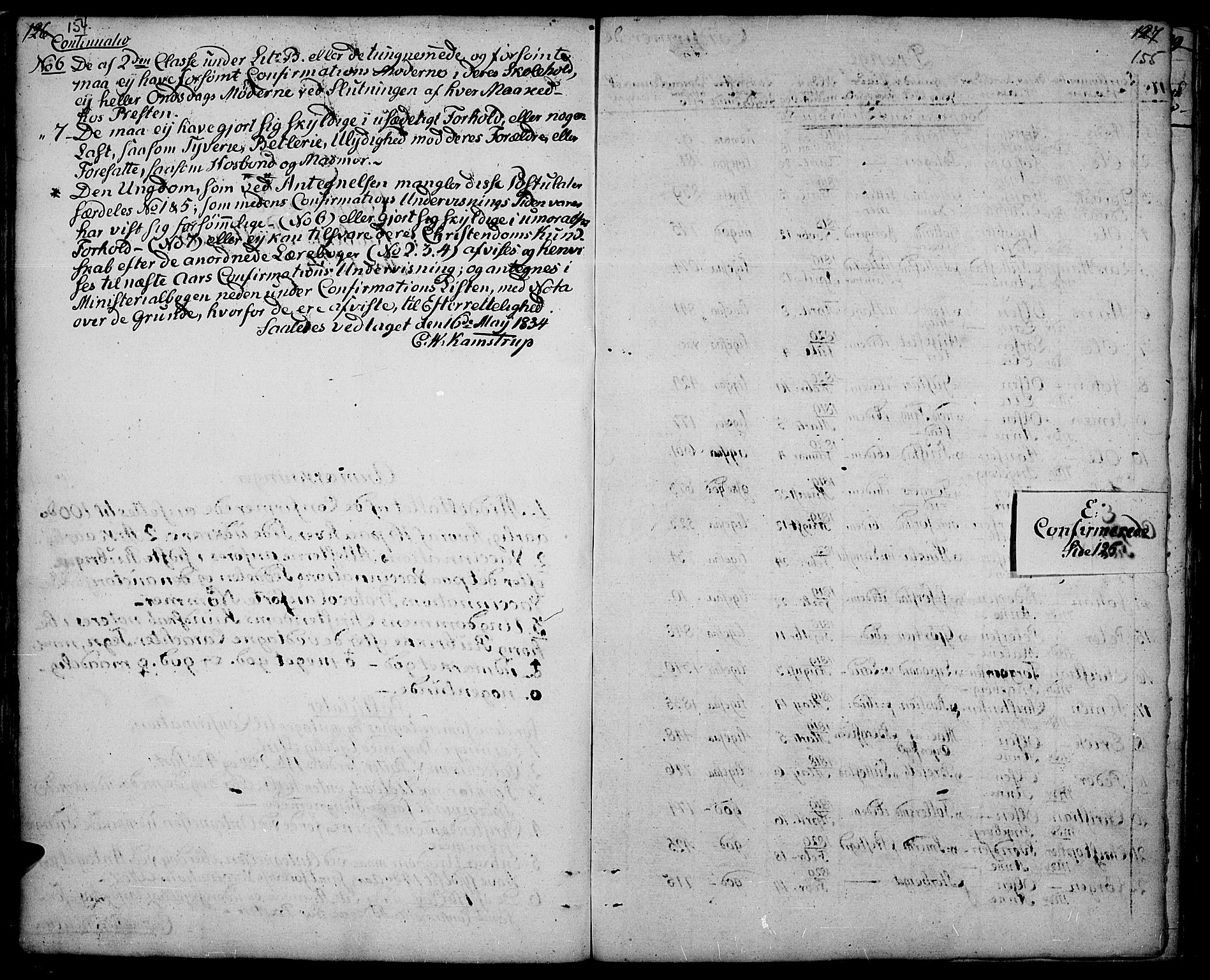 Fåberg prestekontor, SAH/PREST-086/H/Ha/Haa/L0004: Parish register (official) no. 4, 1833-1837, p. 154-155