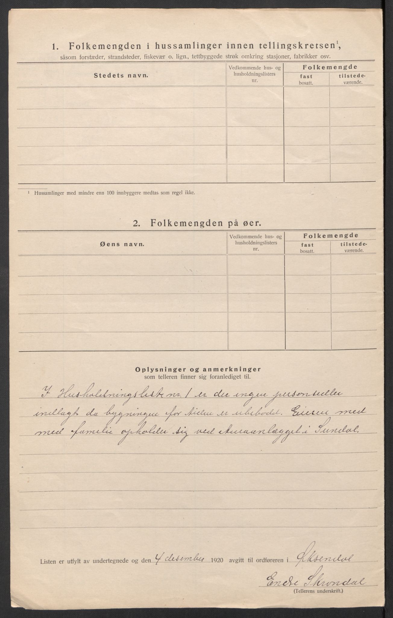 SAT, 1920 census for Øksendal, 1920, p. 14