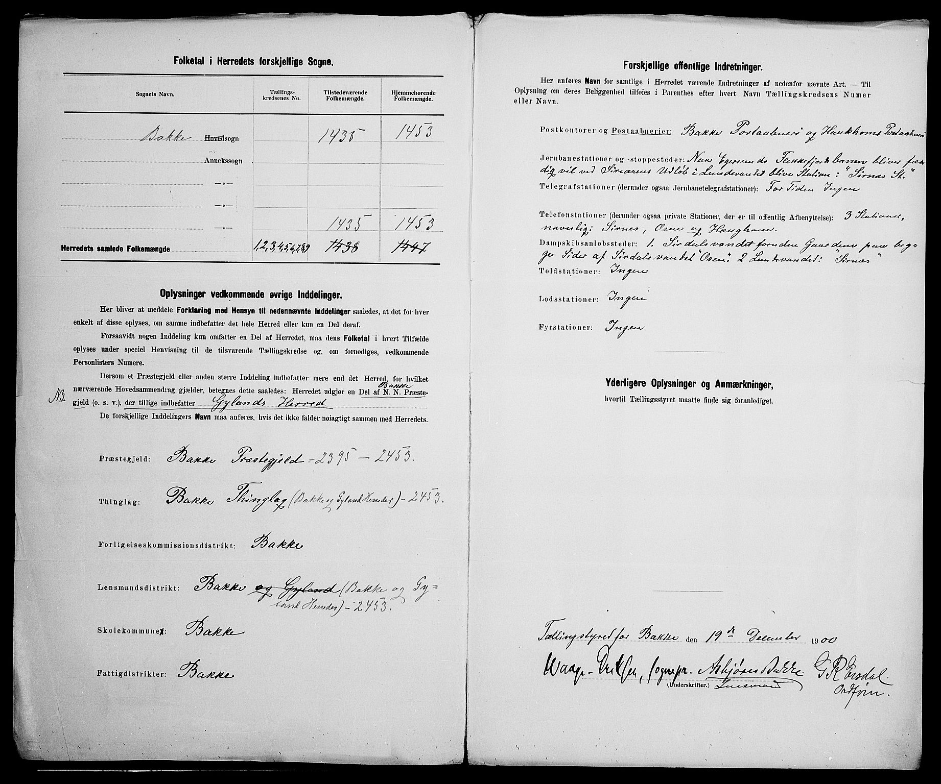 SAK, 1900 census for Bakke, 1900, p. 3