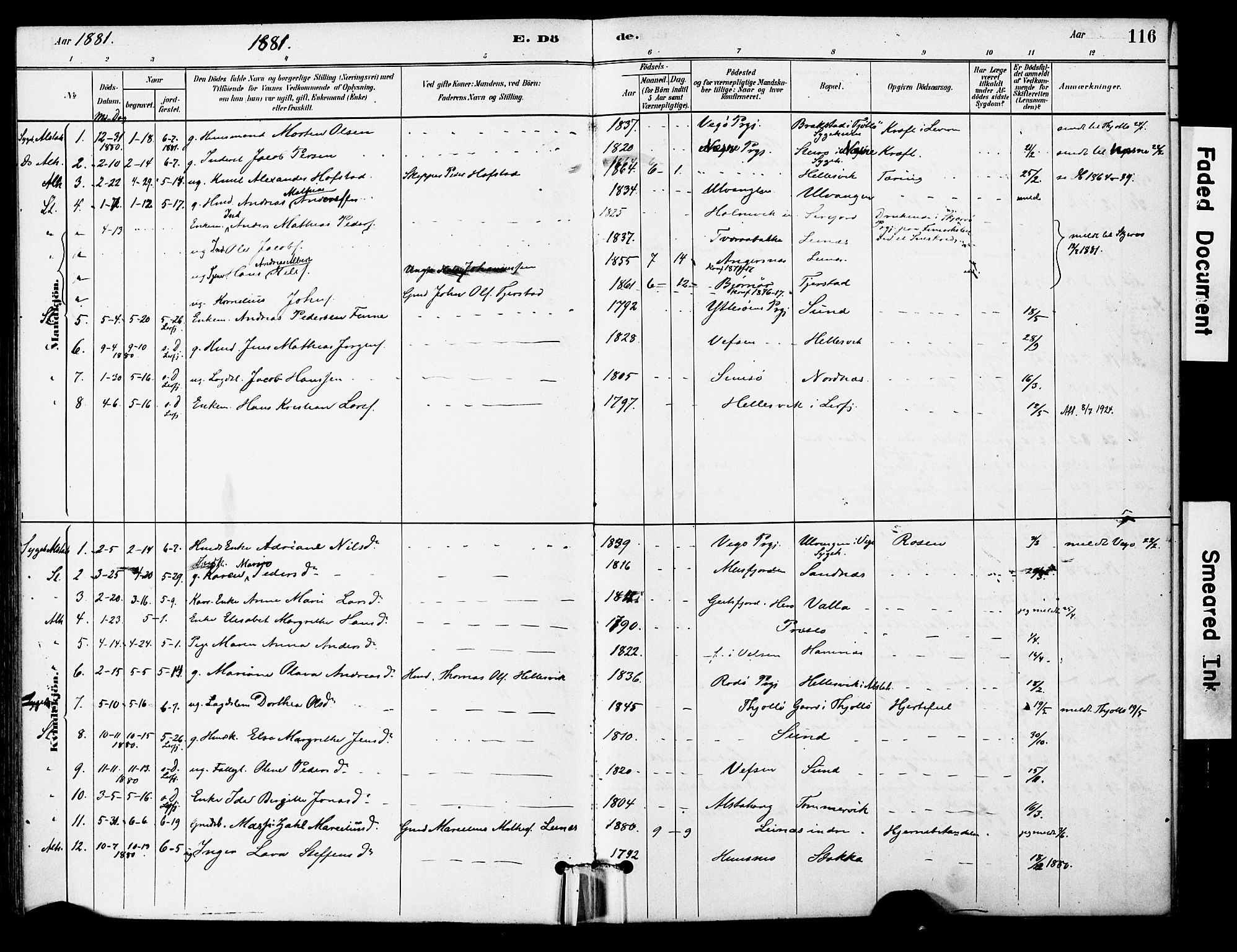 Ministerialprotokoller, klokkerbøker og fødselsregistre - Nordland, AV/SAT-A-1459/830/L0450: Parish register (official) no. 830A14, 1879-1896, p. 116