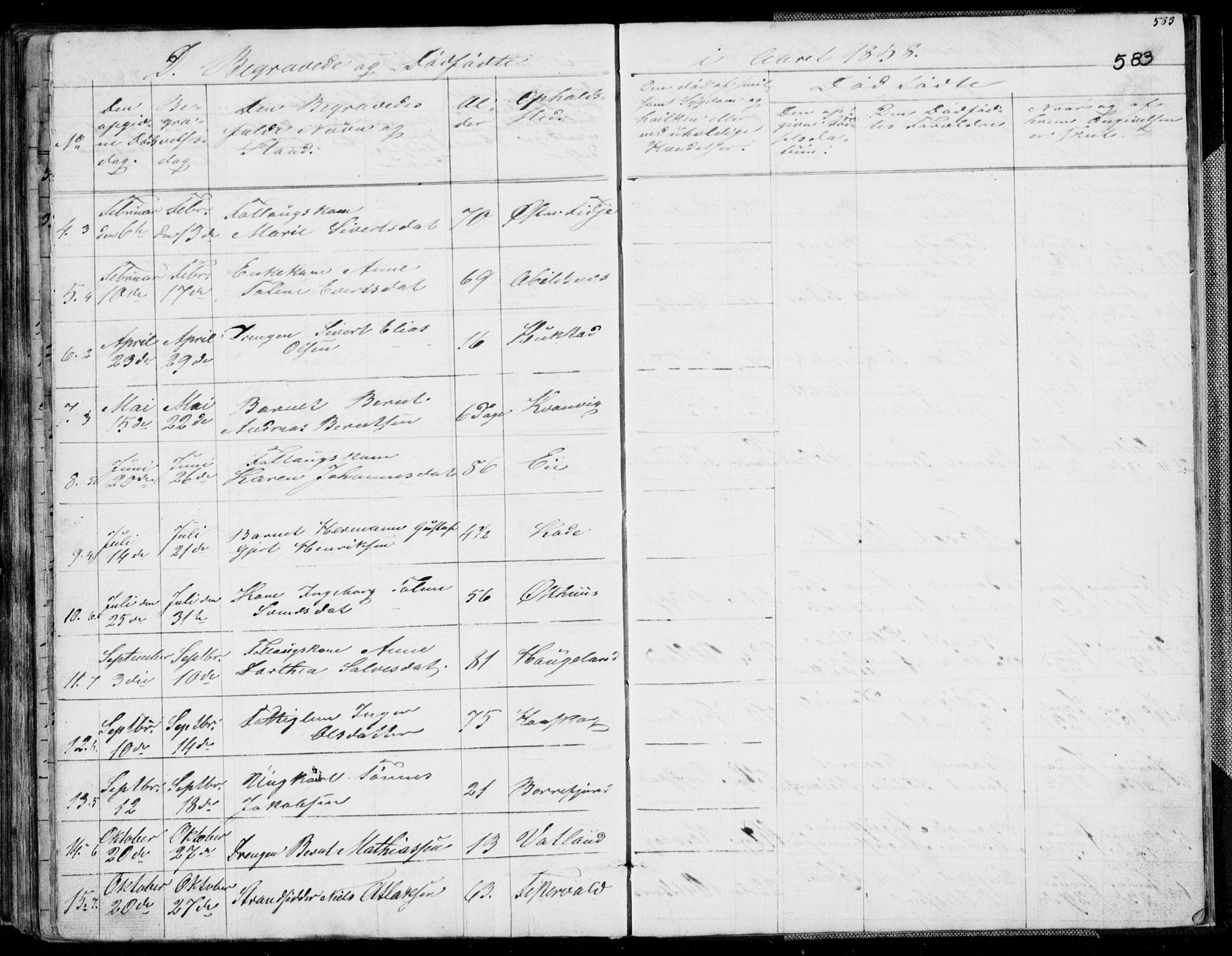 Flekkefjord sokneprestkontor, SAK/1111-0012/F/Fb/Fbb/L0002: Parish register (copy) no. B 2b, 1831-1866, p. 583