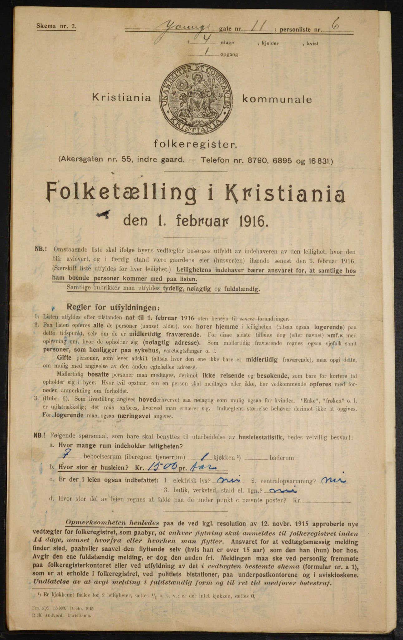 OBA, Municipal Census 1916 for Kristiania, 1916, p. 132266