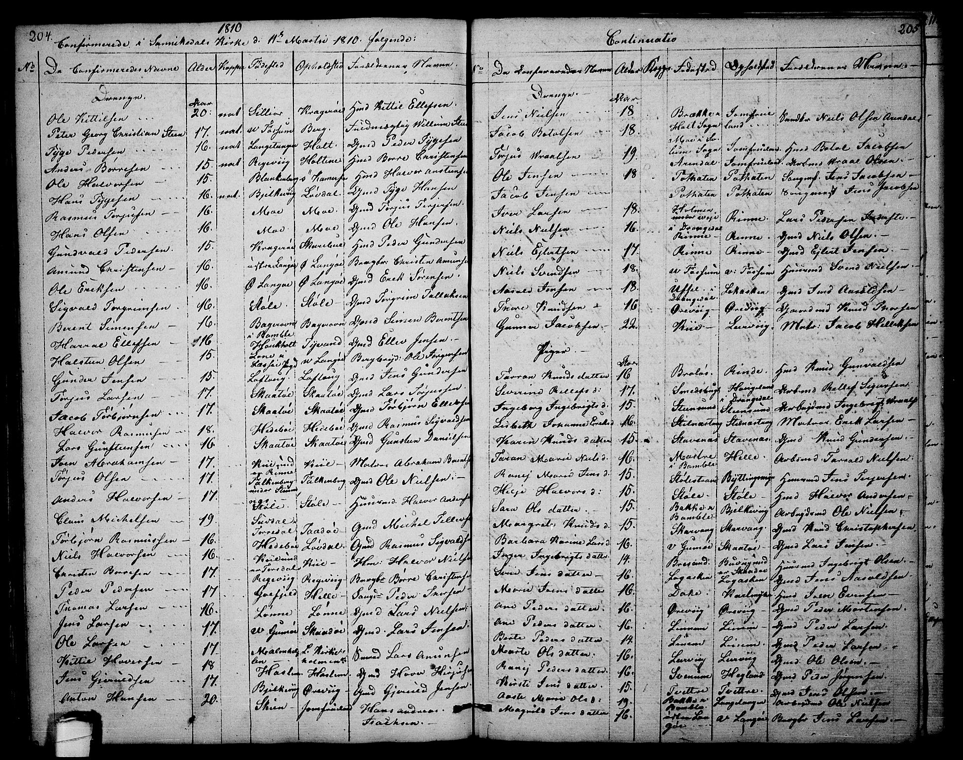 Sannidal kirkebøker, SAKO/A-296/F/Fa/L0003: Parish register (official) no. 3, 1803-1813, p. 204-205