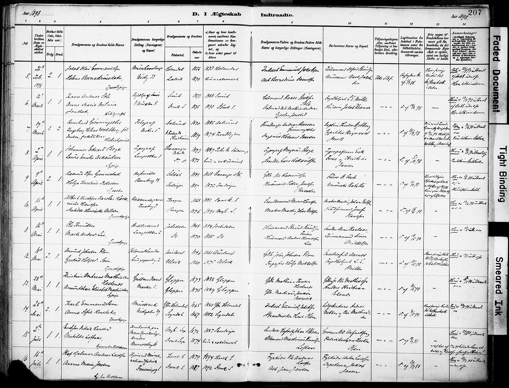 Domkirken sokneprestembete, SAB/A-74801/H/Haa/L0037: Parish register (official) no. D 4, 1880-1907, p. 207