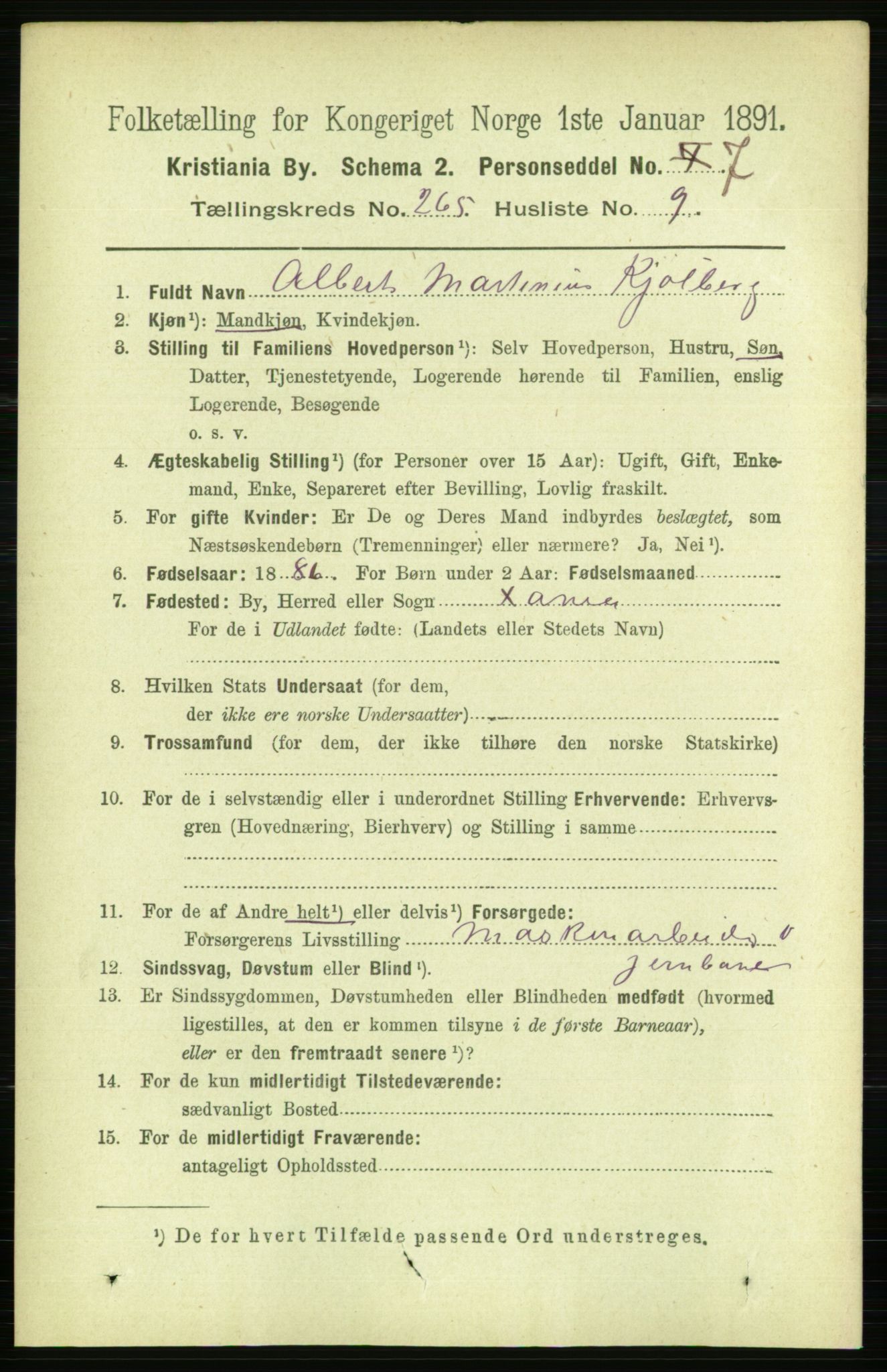 RA, 1891 census for 0301 Kristiania, 1891, p. 161116