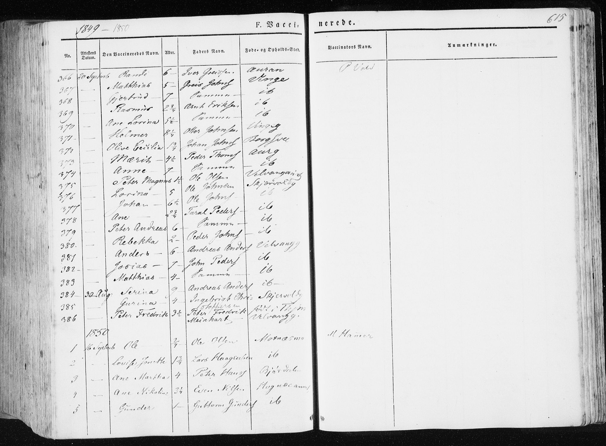 Ministerialprotokoller, klokkerbøker og fødselsregistre - Nord-Trøndelag, SAT/A-1458/709/L0074: Parish register (official) no. 709A14, 1845-1858, p. 615
