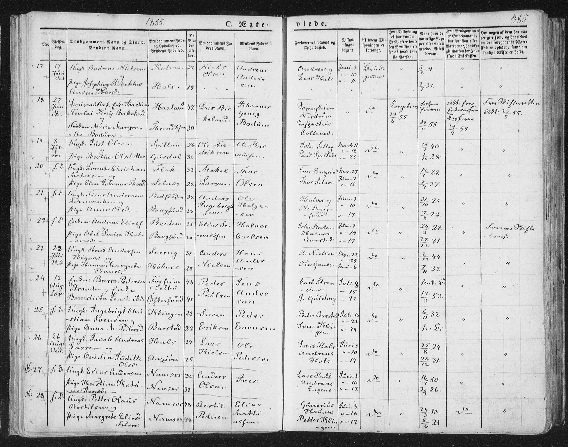 Ministerialprotokoller, klokkerbøker og fødselsregistre - Nord-Trøndelag, AV/SAT-A-1458/764/L0552: Parish register (official) no. 764A07b, 1824-1865, p. 385