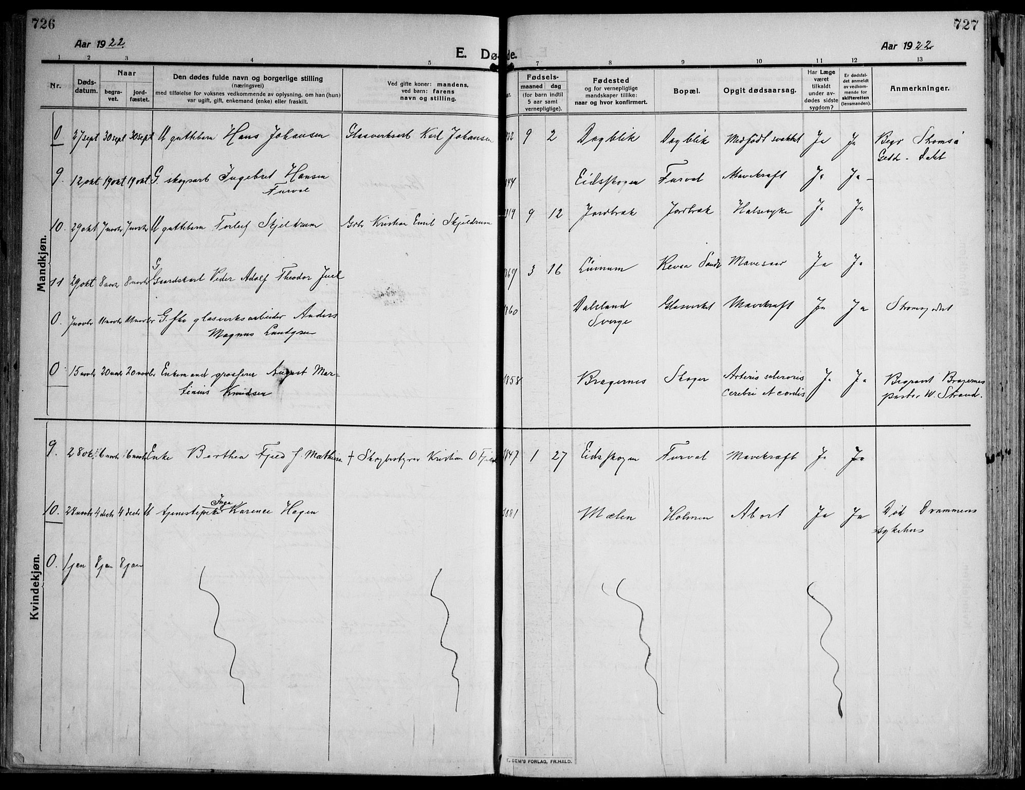 Skoger kirkebøker, AV/SAKO-A-59/F/Fa/L0007: Parish register (official) no. I 7, 1911-1936, p. 726-727