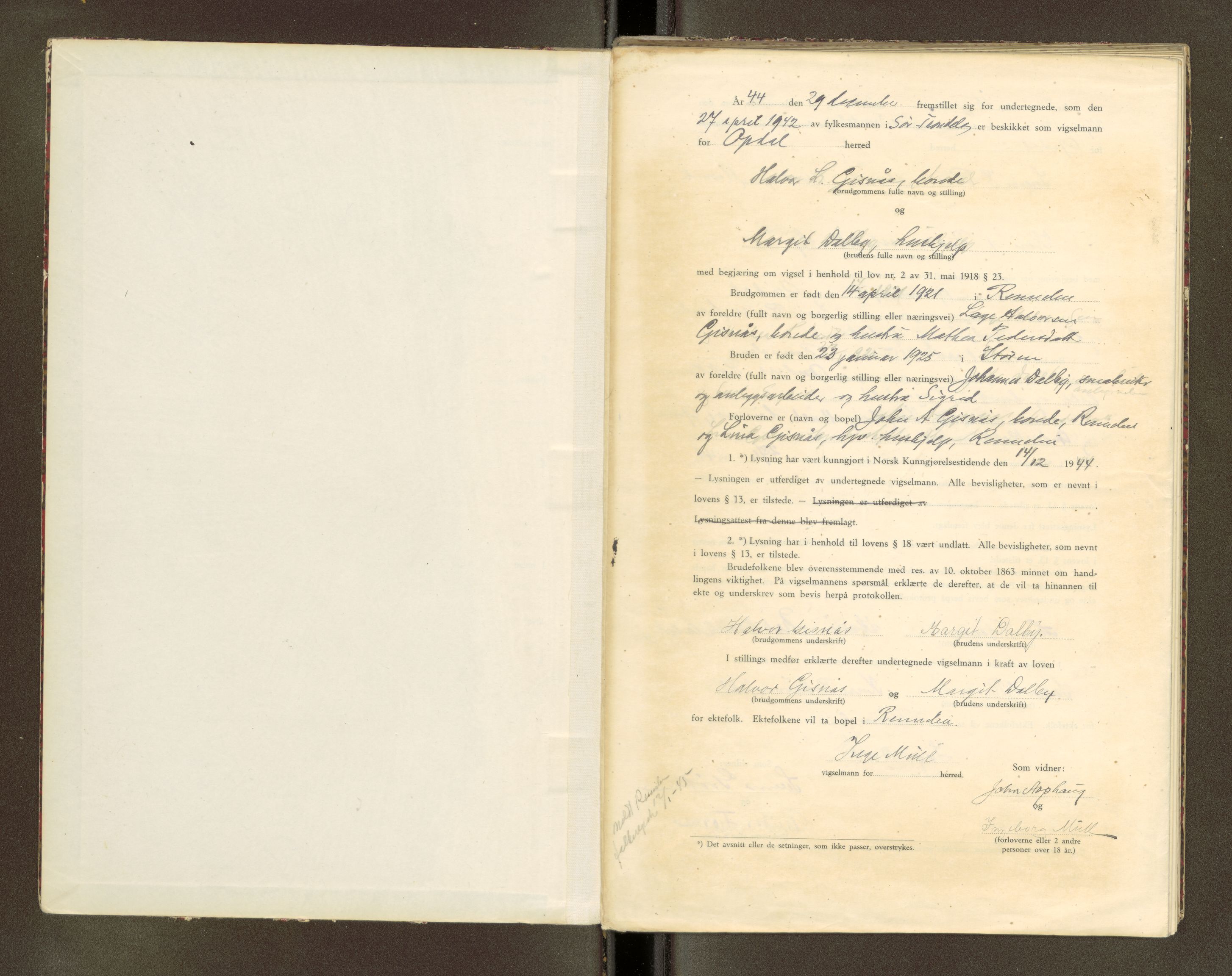 Orkdal sorenskriveri, AV/SAT-A-4169/1/6/6D/L0007: Lysingsbok, 1919-1945