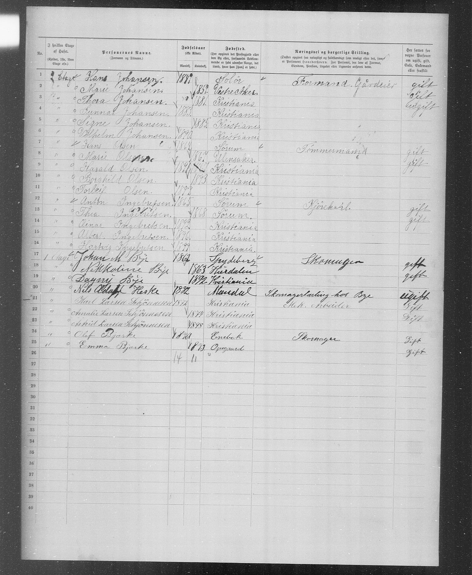 OBA, Municipal Census 1899 for Kristiania, 1899, p. 3202