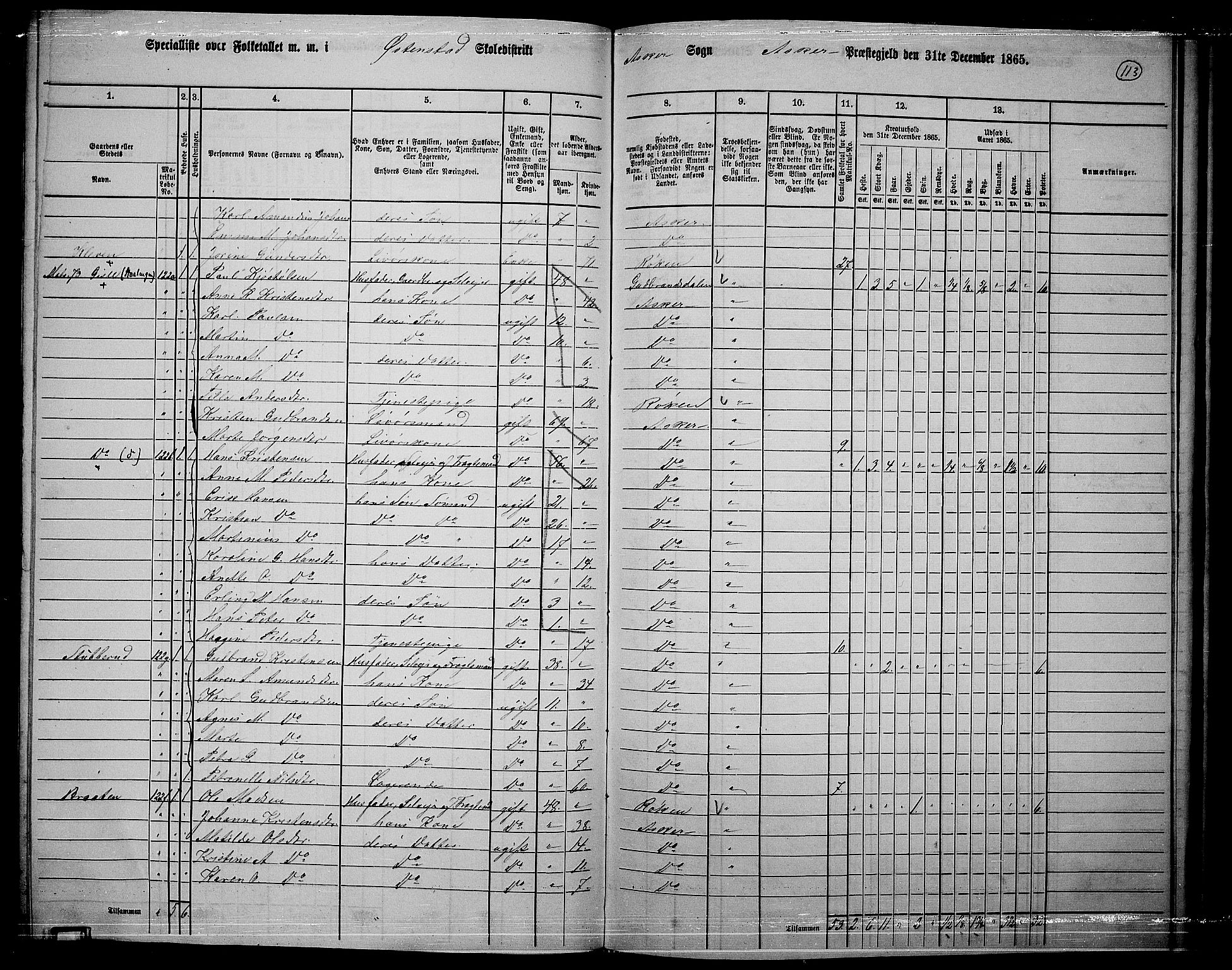 RA, 1865 census for Asker, 1865, p. 109