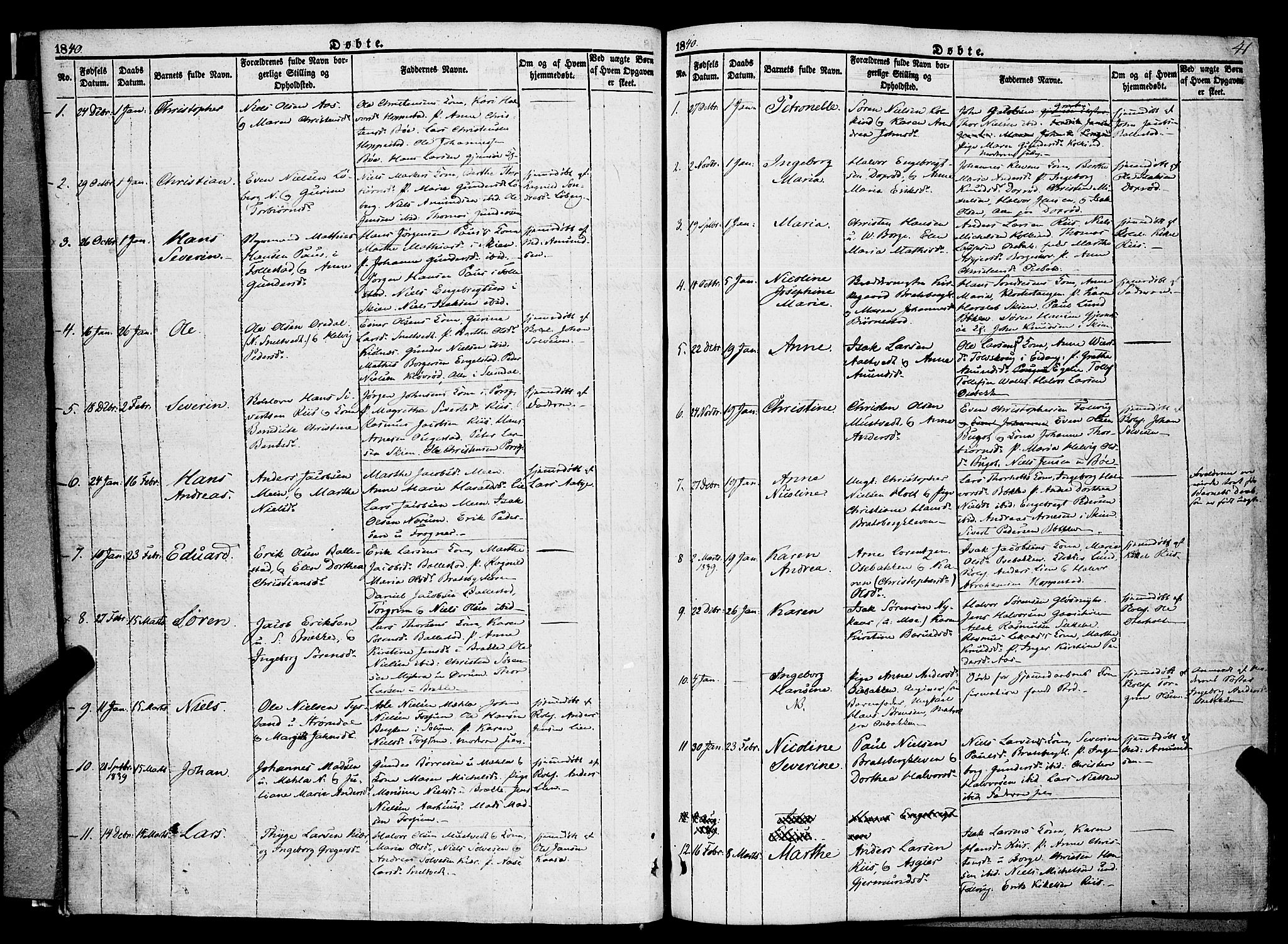 Gjerpen kirkebøker, SAKO/A-265/F/Fa/L0007a: Parish register (official) no. I 7A, 1834-1857, p. 41
