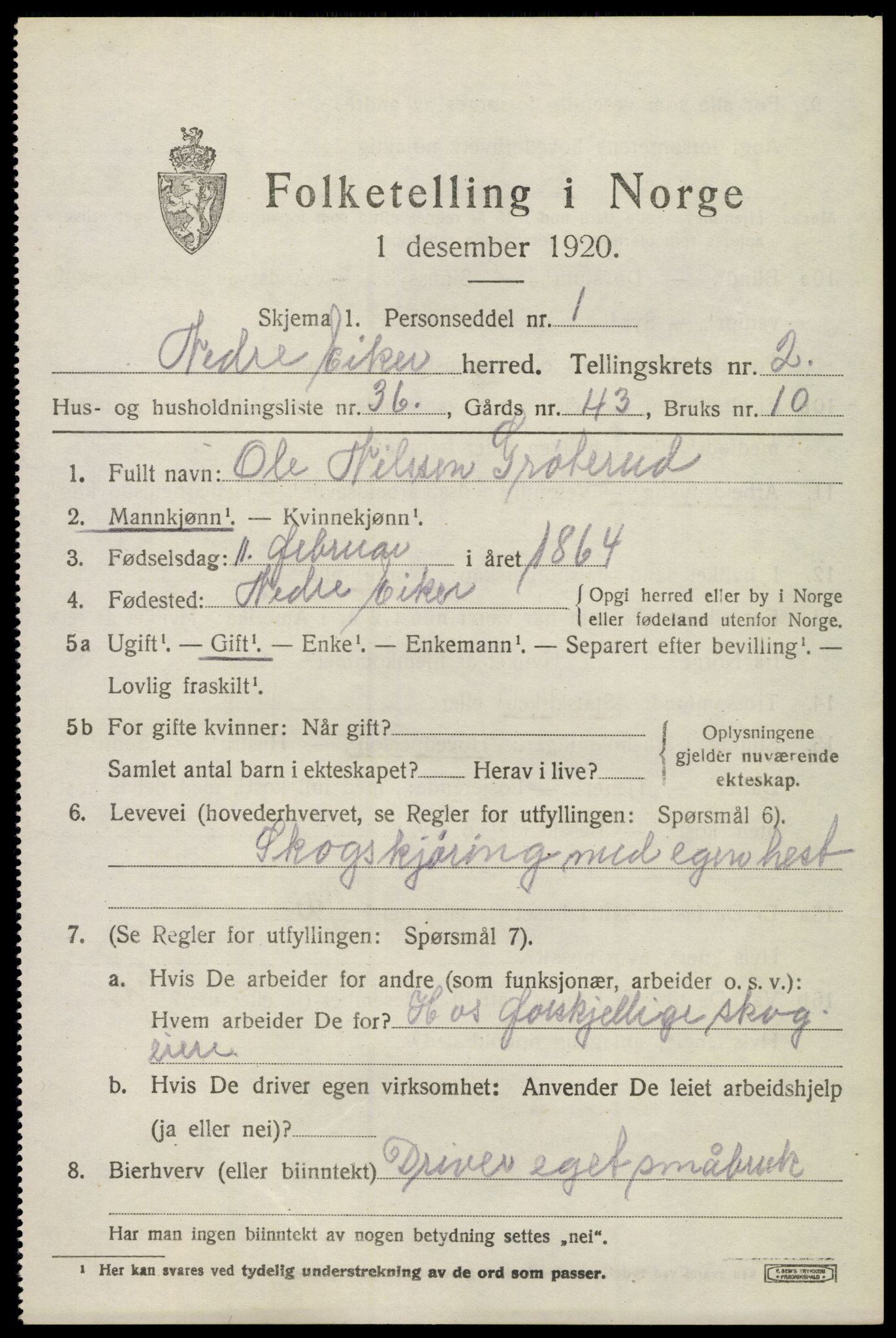 SAKO, 1920 census for Nedre Eiker, 1920, p. 4059
