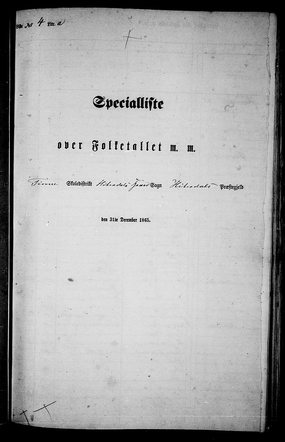 RA, 1865 census for Heddal, 1865, p. 65