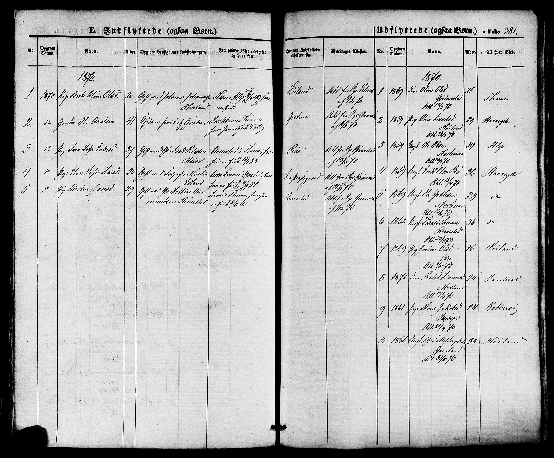 Hå sokneprestkontor, AV/SAST-A-101801/001/30BA/L0008: Parish register (official) no. A 7, 1853-1878, p. 381