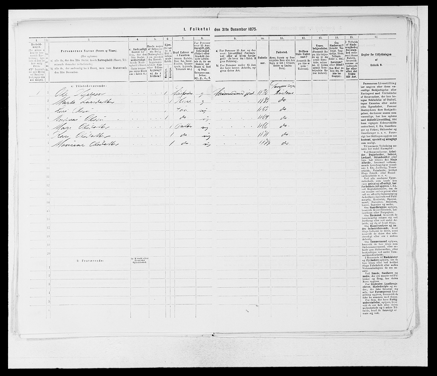 SAB, 1875 census for 1421P Aurland, 1875, p. 258