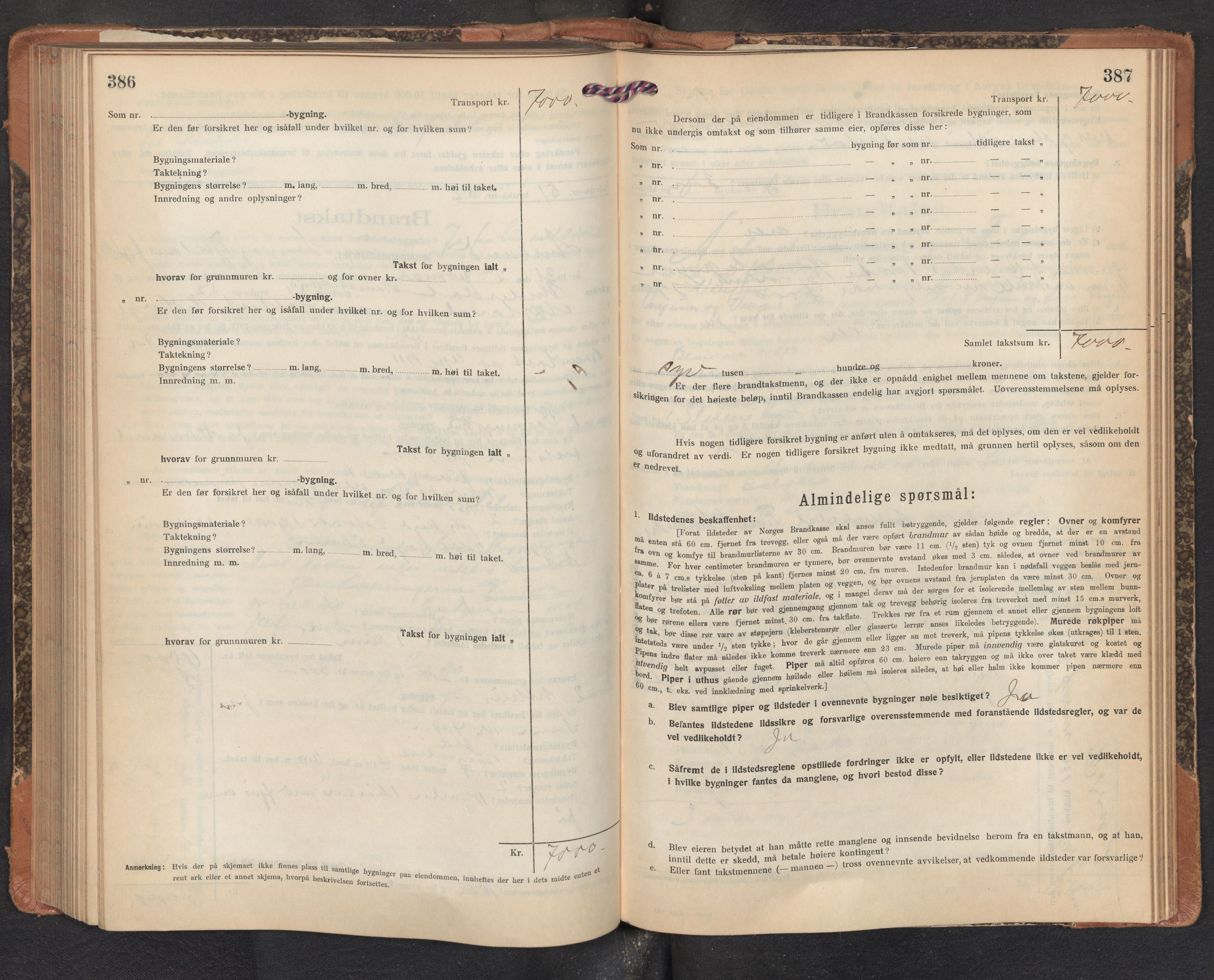 Lensmannen i Aurland, SAB/A-26401/0012/L0007: Branntakstprotokoll, skjematakst, 1922-1933, p. 386-387