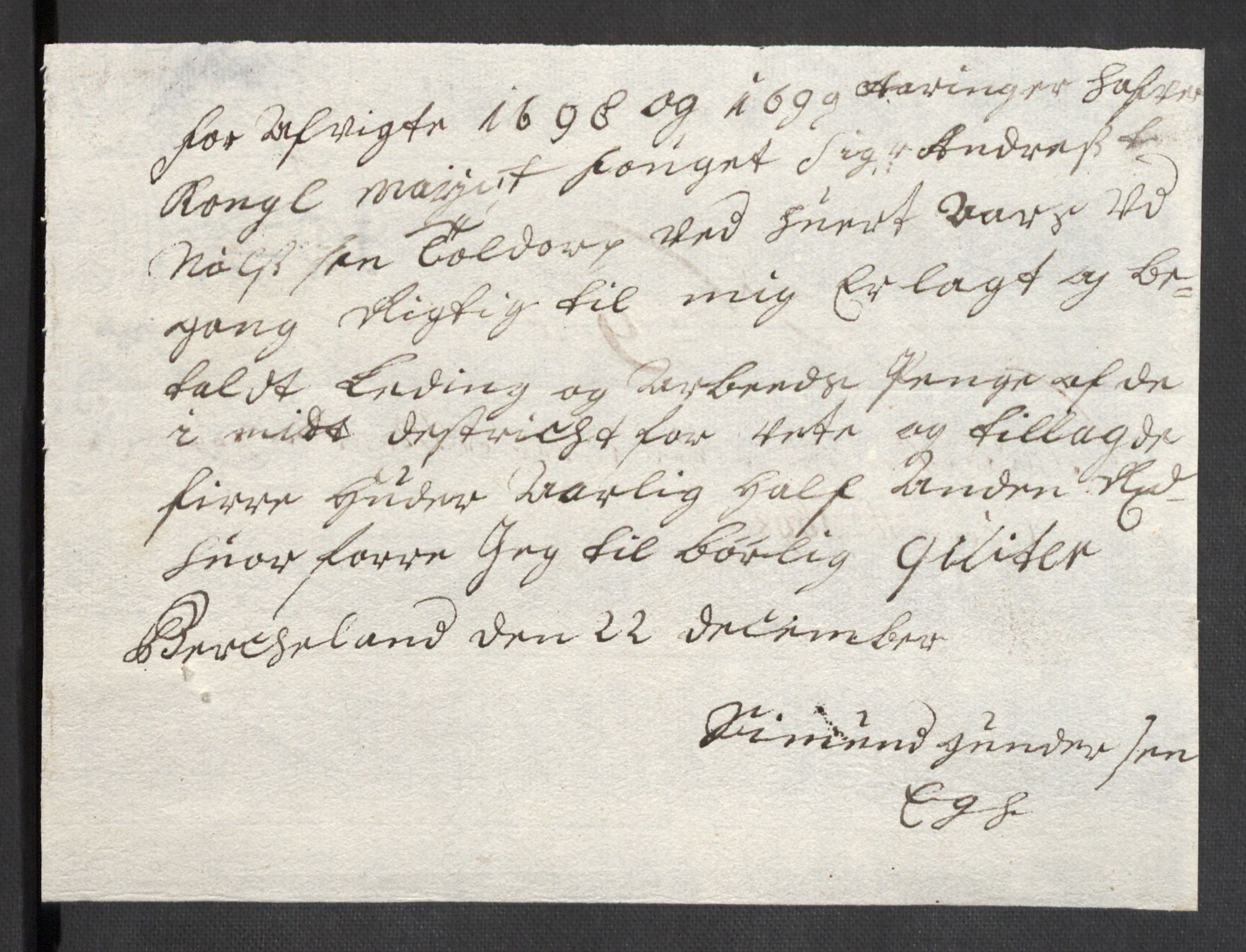 Rentekammeret inntil 1814, Reviderte regnskaper, Fogderegnskap, AV/RA-EA-4092/R43/L2547: Fogderegnskap Lista og Mandal, 1698-1699, p. 78