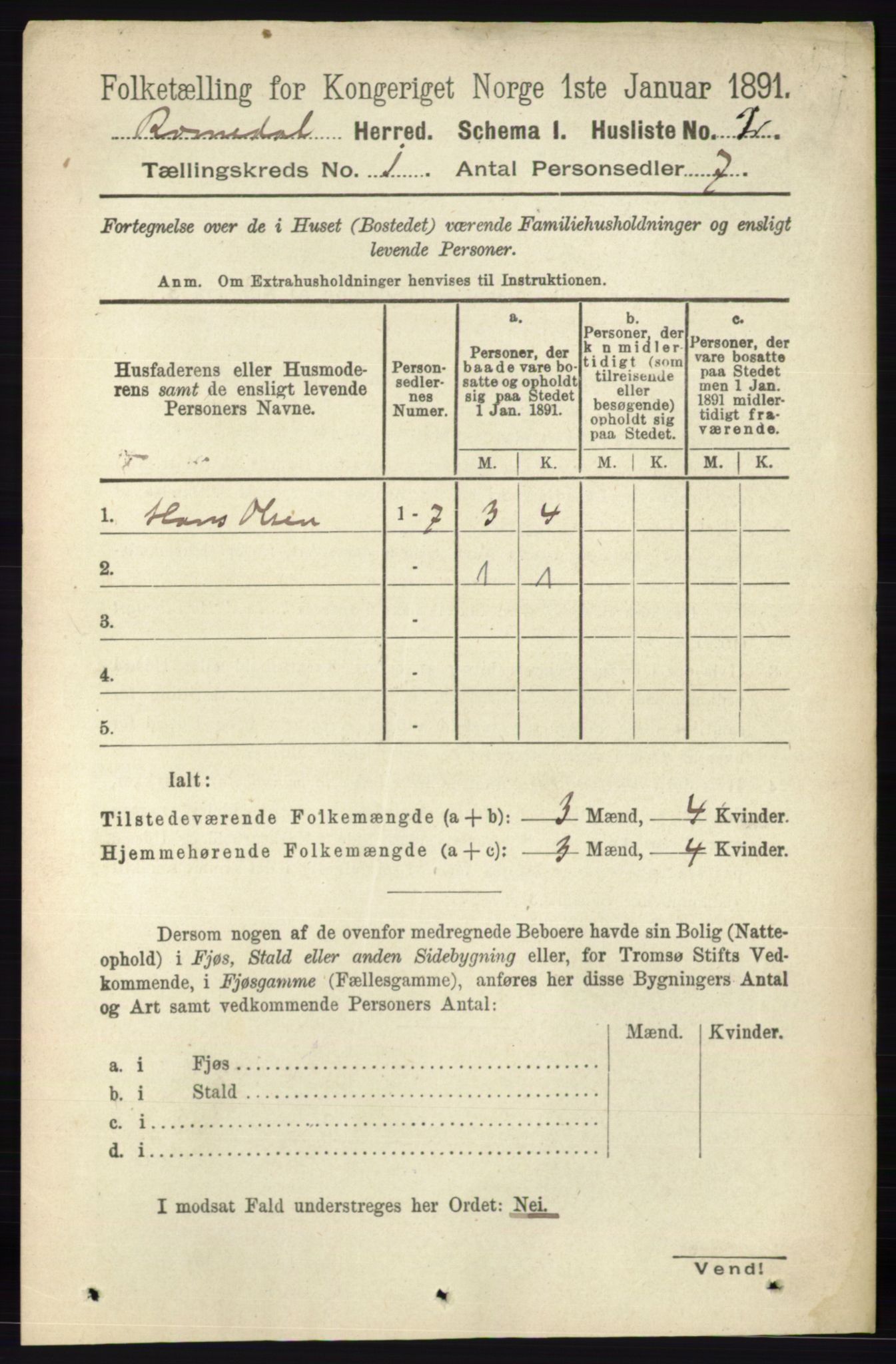 RA, 1891 census for 0416 Romedal, 1891, p. 32