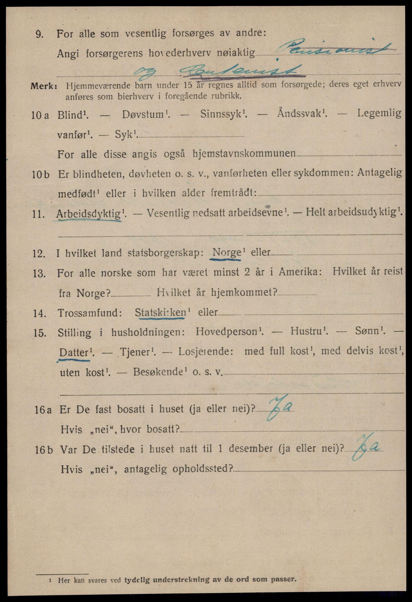 SAT, 1920 census for Kristiansund, 1920, p. 19854