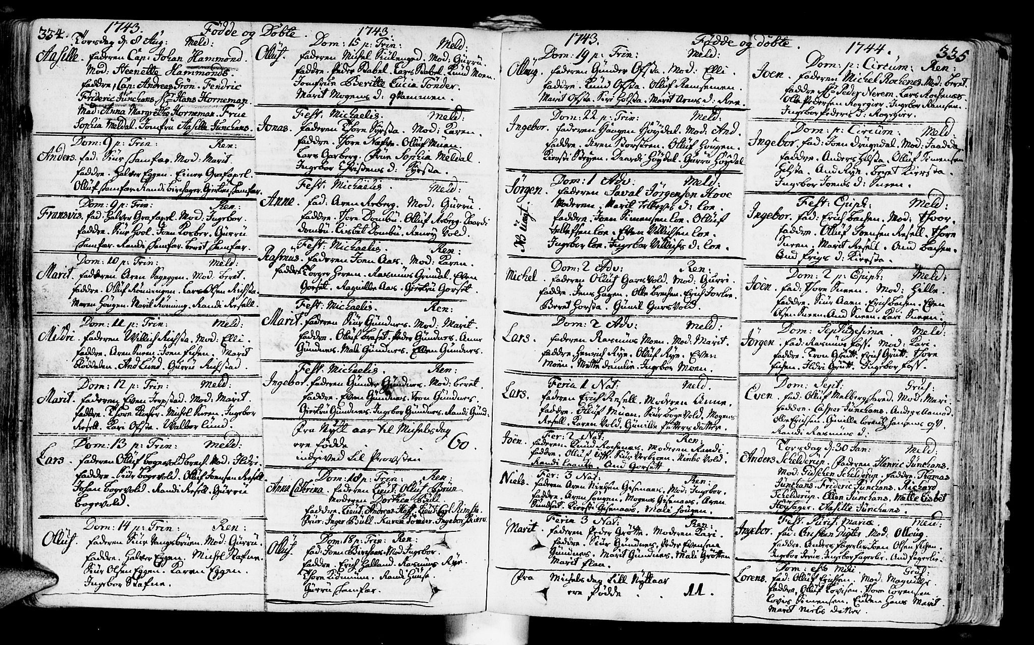 Ministerialprotokoller, klokkerbøker og fødselsregistre - Sør-Trøndelag, SAT/A-1456/672/L0850: Parish register (official) no. 672A03, 1725-1751, p. 334-335
