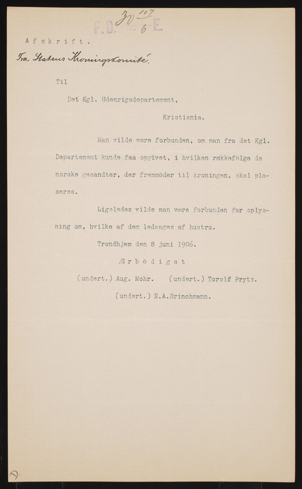Utenriksdepartementet, RA/S-2259, 1894-1906, p. 274