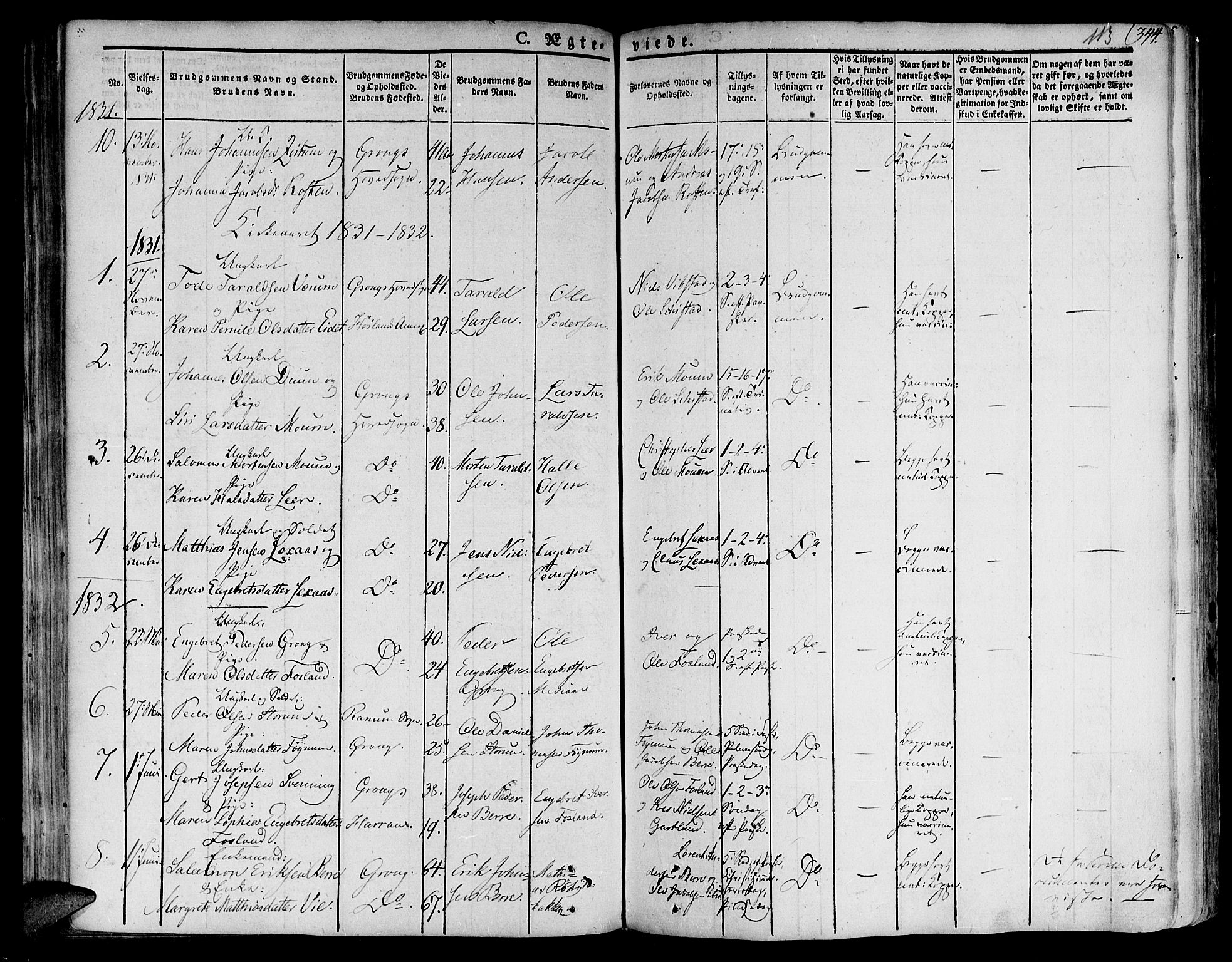 Ministerialprotokoller, klokkerbøker og fødselsregistre - Nord-Trøndelag, SAT/A-1458/758/L0510: Parish register (official) no. 758A01 /1, 1821-1841, p. 113