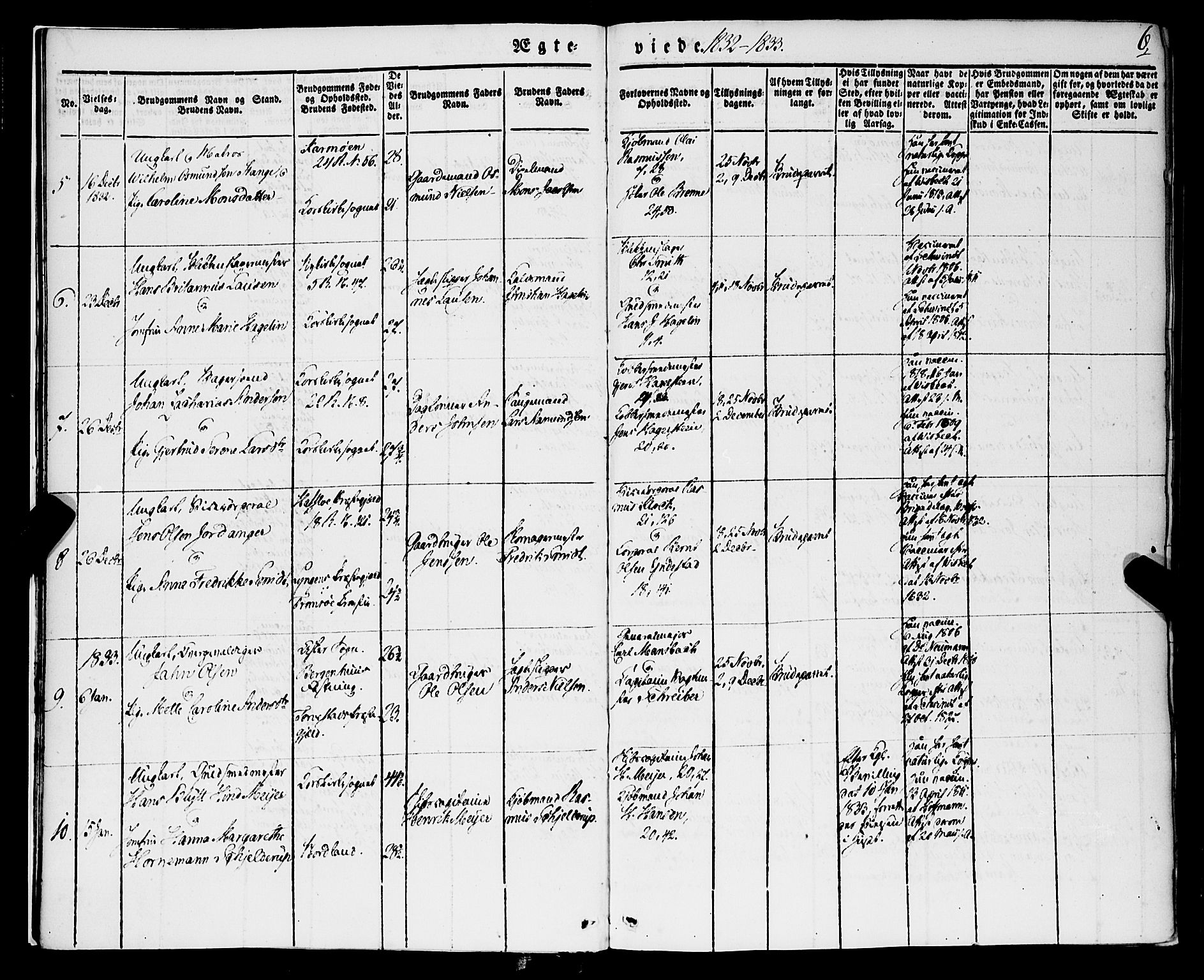 Korskirken sokneprestembete, AV/SAB-A-76101/H/Haa/L0034: Parish register (official) no. D 1, 1832-1852, p. 6