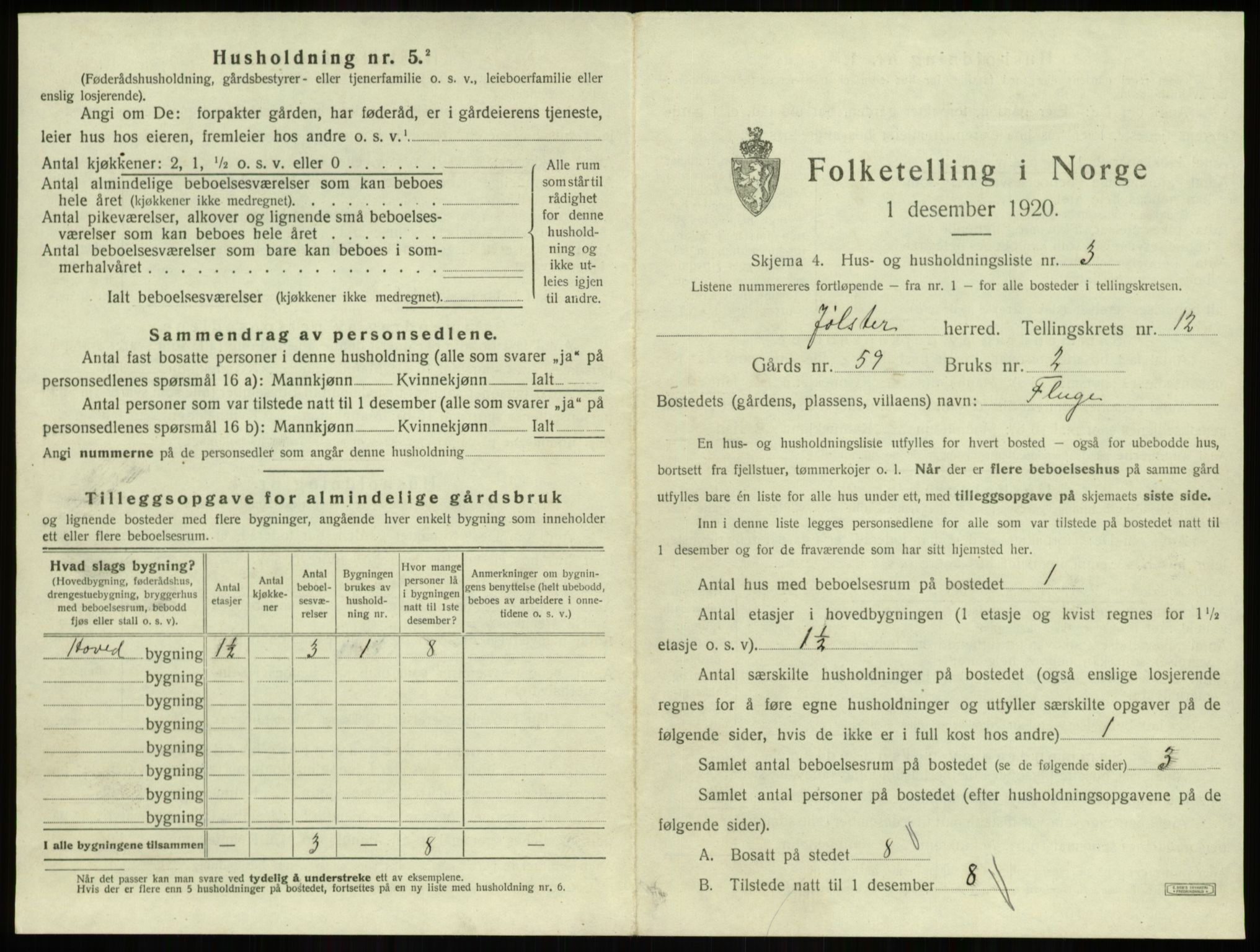 SAB, 1920 census for Jølster, 1920, p. 766