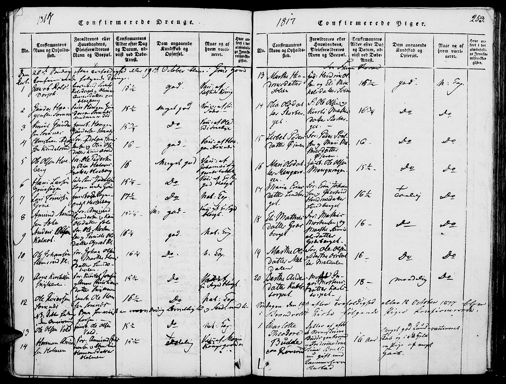 Grue prestekontor, SAH/PREST-036/H/Ha/Haa/L0006: Parish register (official) no. 6, 1814-1830, p. 253