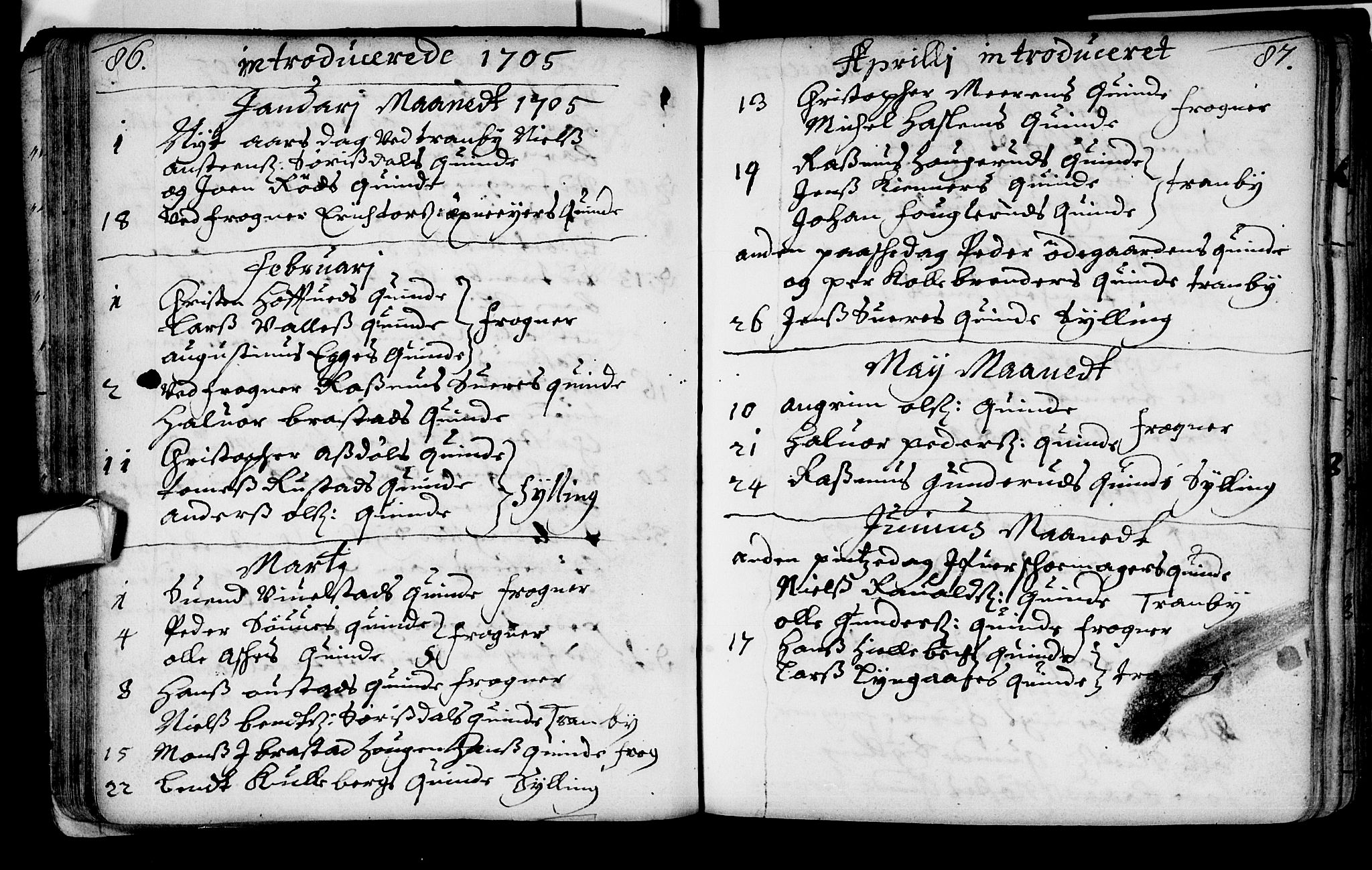 Lier kirkebøker, AV/SAKO-A-230/F/Fa/L0002: Parish register (official) no. I 2, 1701-1726, p. 86-87