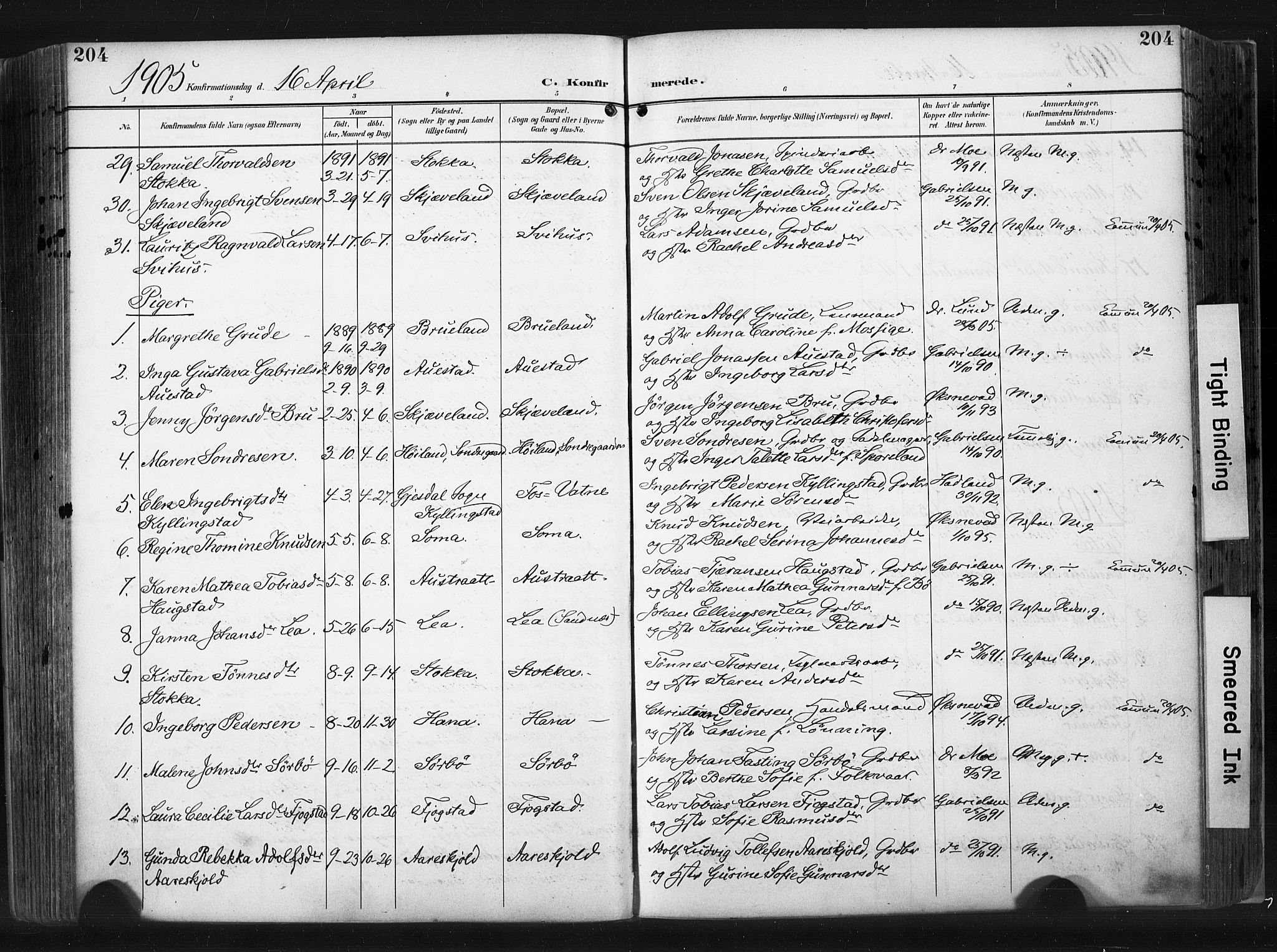 Høyland sokneprestkontor, AV/SAST-A-101799/001/30BA/L0015: Parish register (official) no. A 14, 1899-1911, p. 204