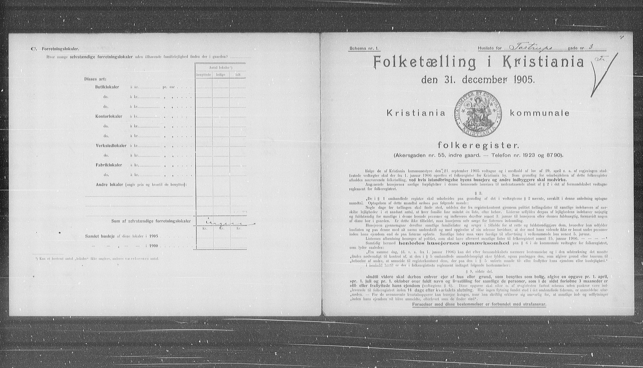 OBA, Municipal Census 1905 for Kristiania, 1905, p. 60482