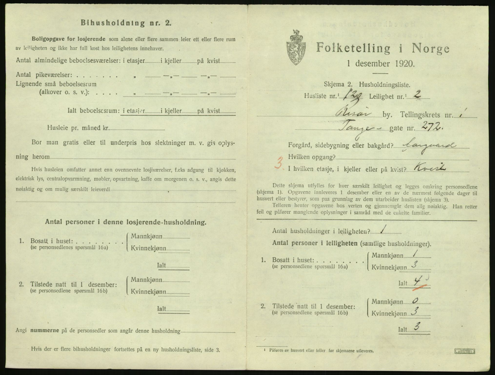 SAK, 1920 census for Risør, 1920, p. 1645