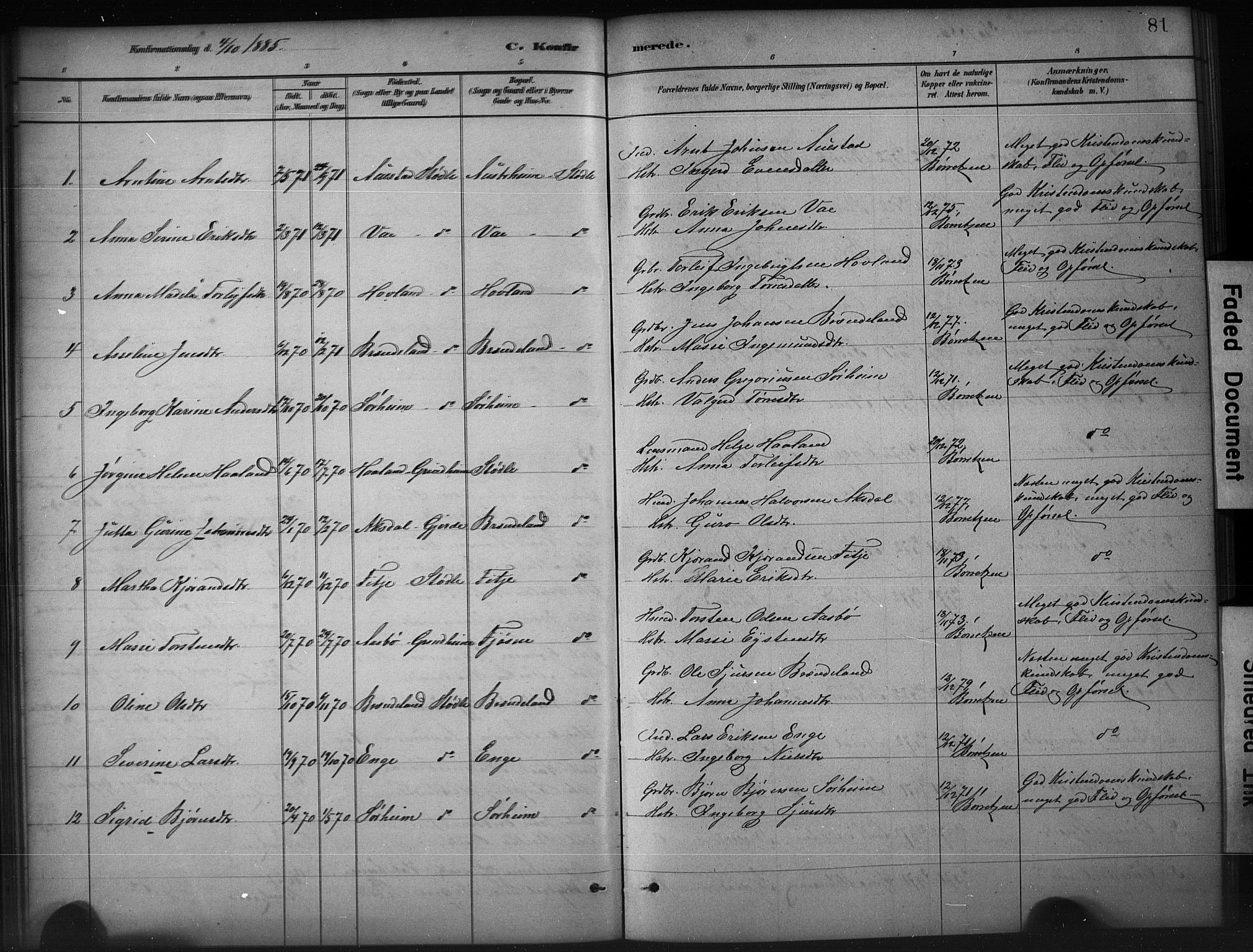 Etne sokneprestembete, SAB/A-75001/H/Hab: Parish register (copy) no. A 5, 1879-1896, p. 81