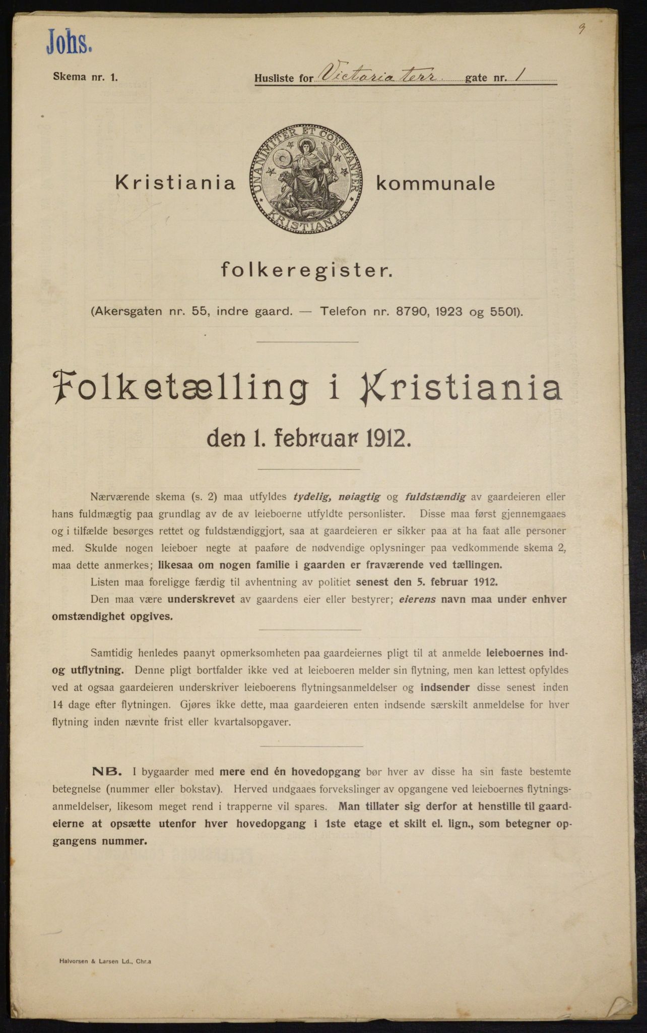 OBA, Municipal Census 1912 for Kristiania, 1912, p. 123424