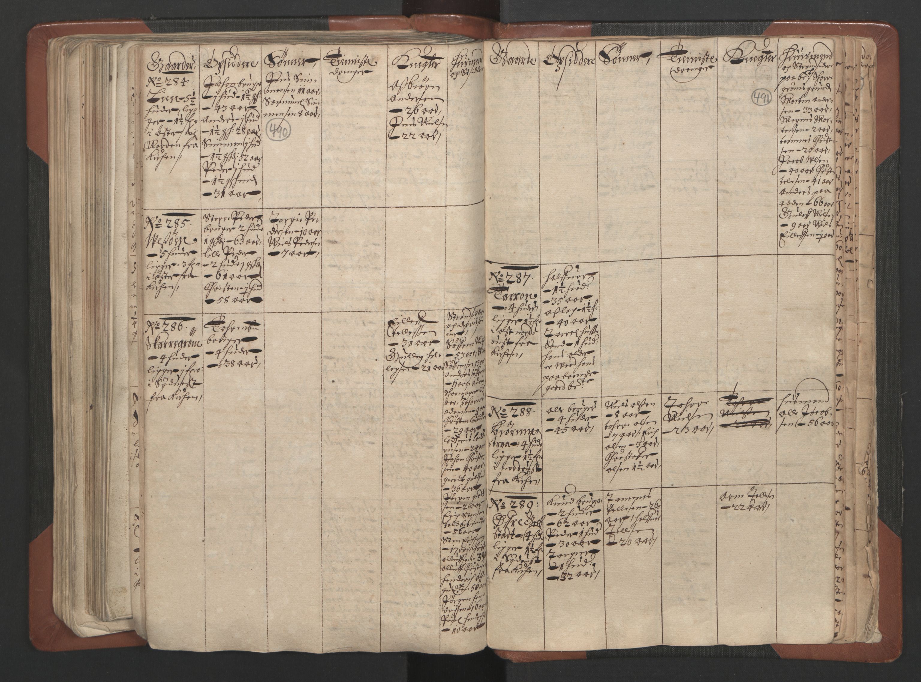 RA, Bailiff's Census 1664-1666, no. 7: Nedenes fogderi, 1664-1666, p. 490-491