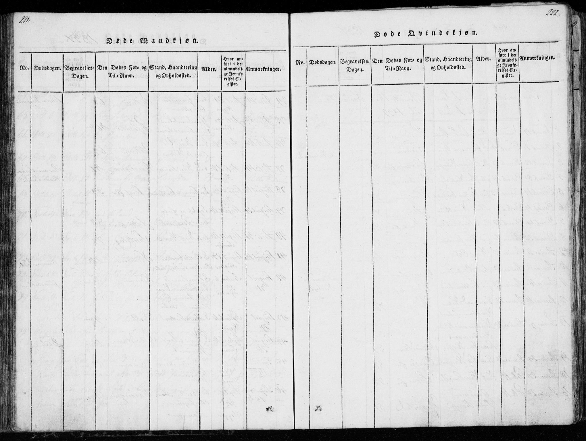 Modum kirkebøker, SAKO/A-234/G/Ga/L0003: Parish register (copy) no. I 3, 1832-1842, p. 221-222