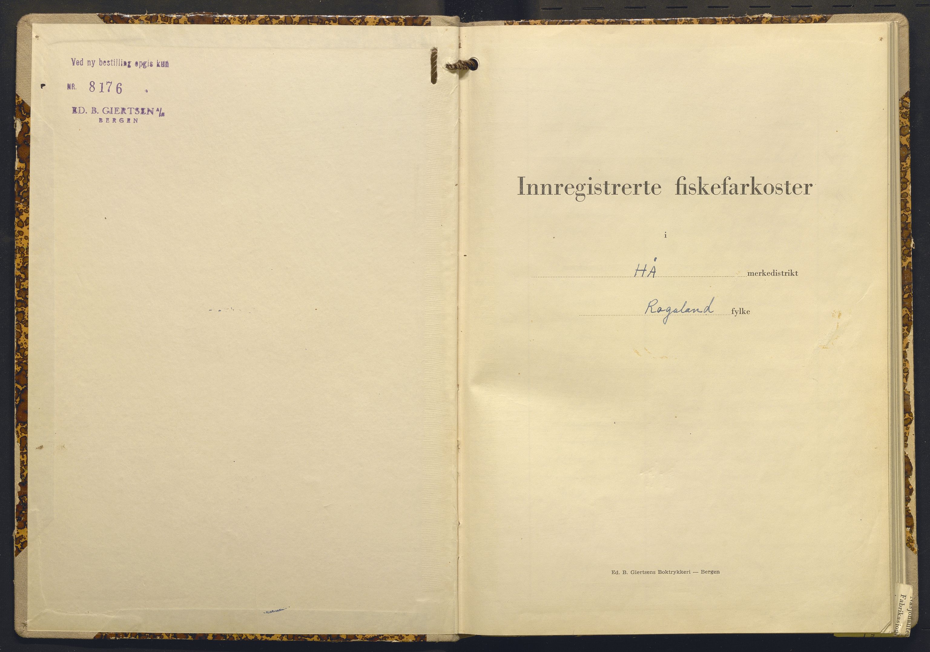 Fiskeridirektoratet - 1 Adm. ledelse - 13 Båtkontoret, AV/SAB-A-2003/I/Ia/Iai/L0044: 135.0916/1 Merkeprotokoll - Hå, 1963-1969