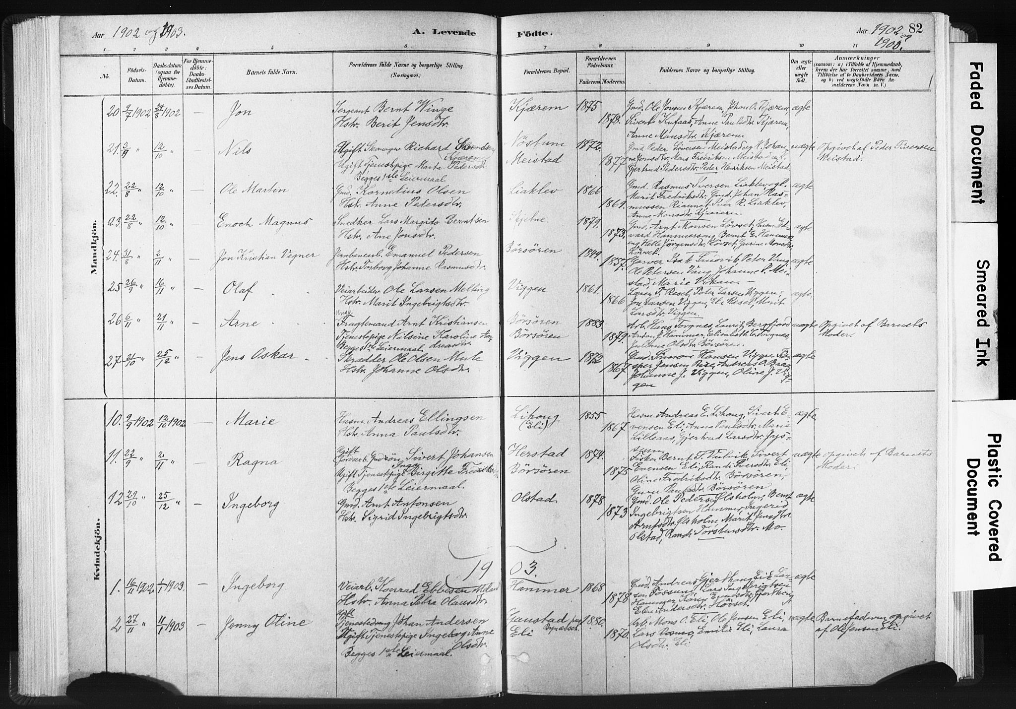 Ministerialprotokoller, klokkerbøker og fødselsregistre - Sør-Trøndelag, SAT/A-1456/665/L0773: Parish register (official) no. 665A08, 1879-1905, p. 82