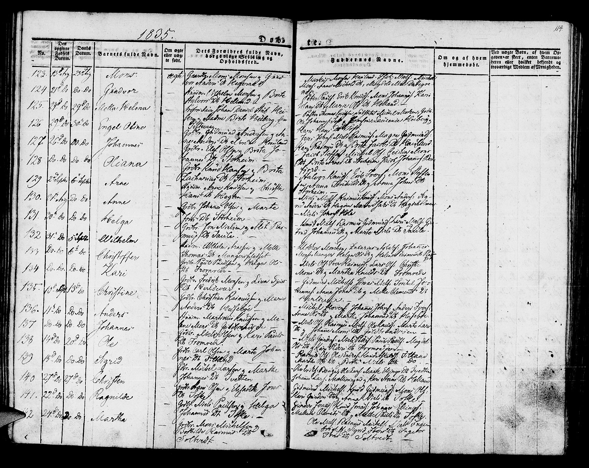 Manger sokneprestembete, AV/SAB-A-76801/H/Haa: Parish register (official) no. A 4, 1824-1838, p. 114