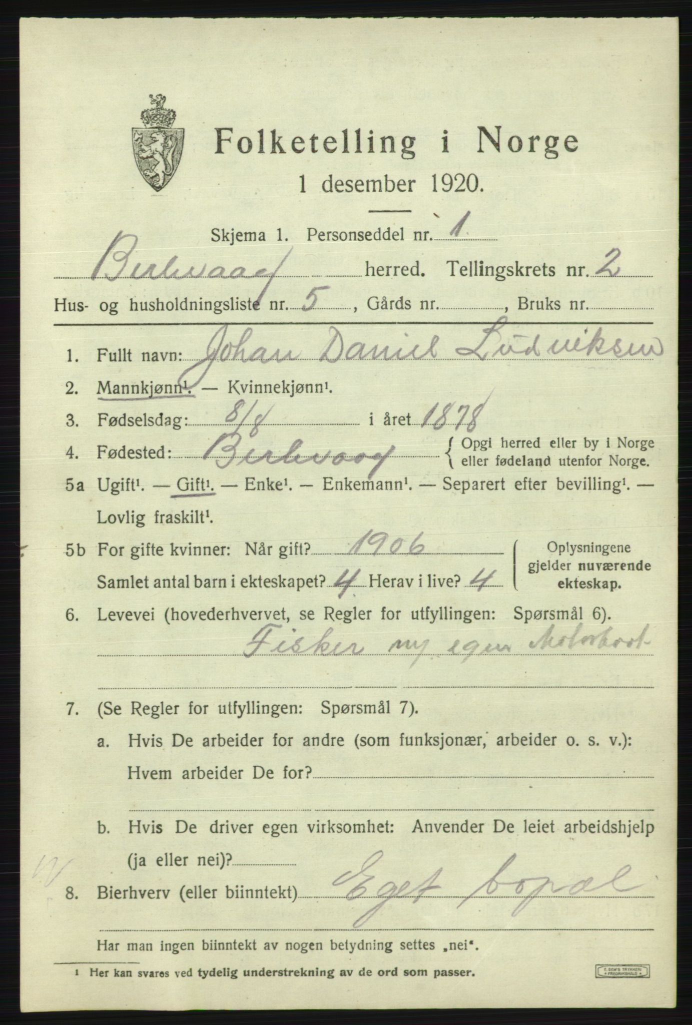 SATØ, 1920 census for Berlevåg, 1920, p. 625